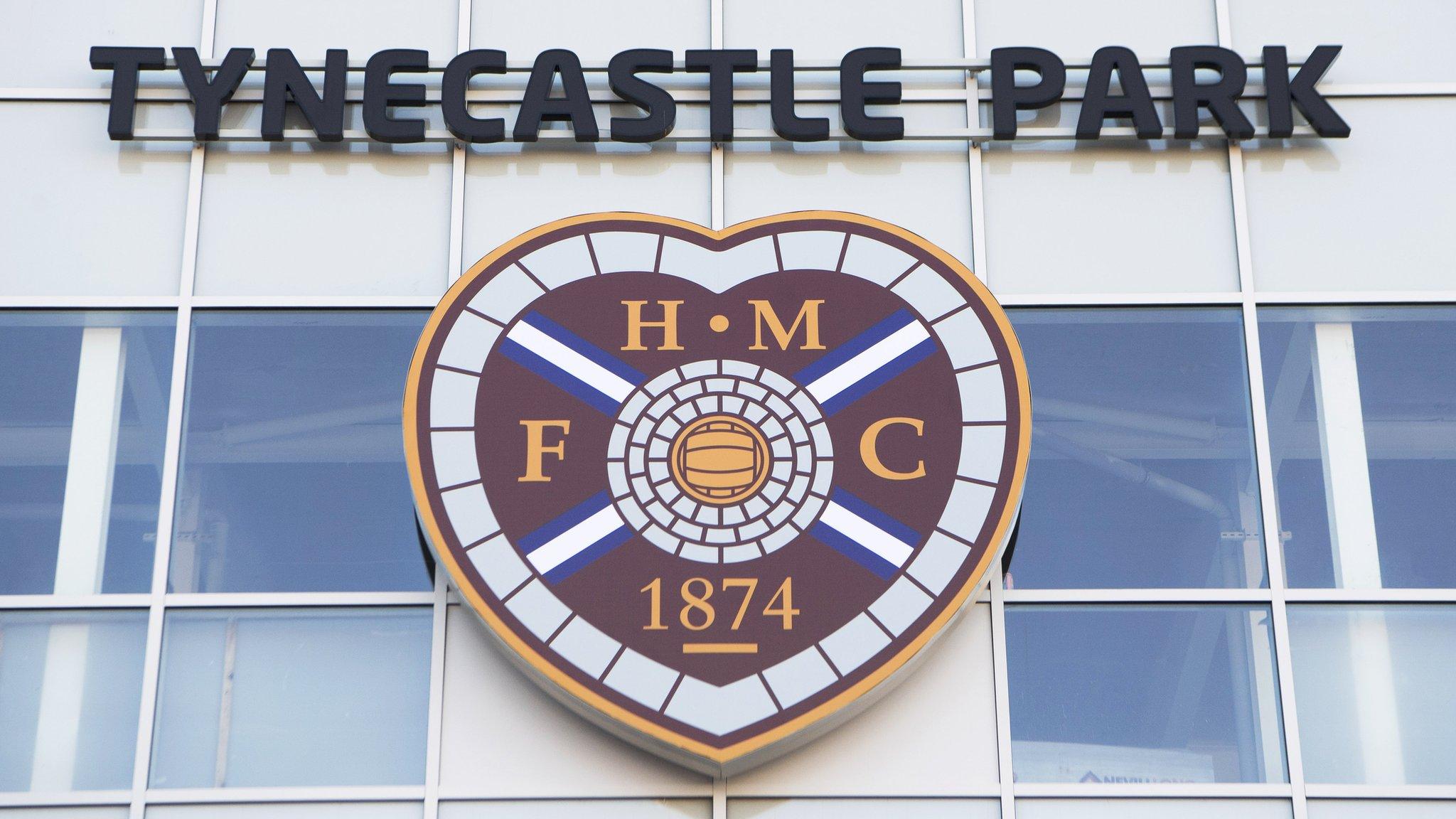 The Hearts crest on the new main stand at Tynecastle