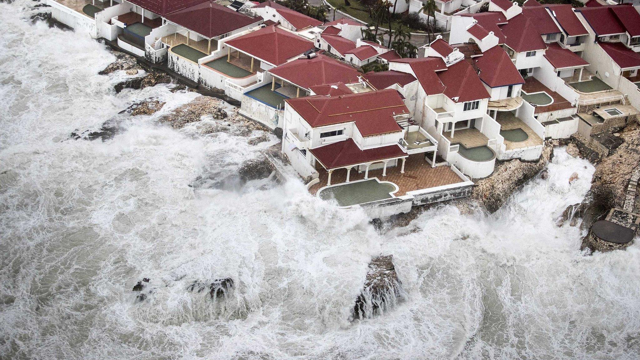 An aerial view of damage from Hurricane Irma to Sint Maarten