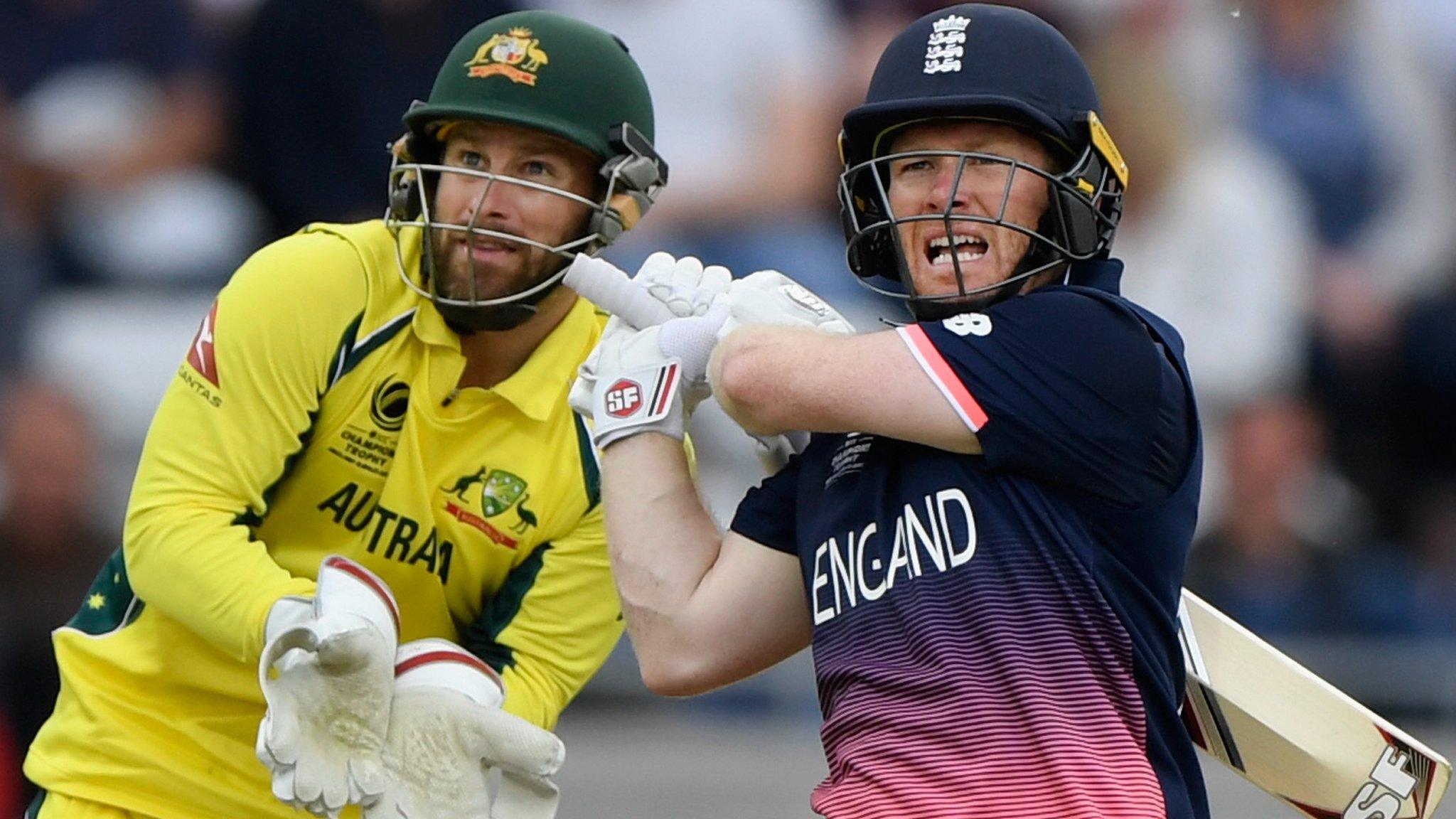 Eoin Morgan of England and Australia's Matthew Wade