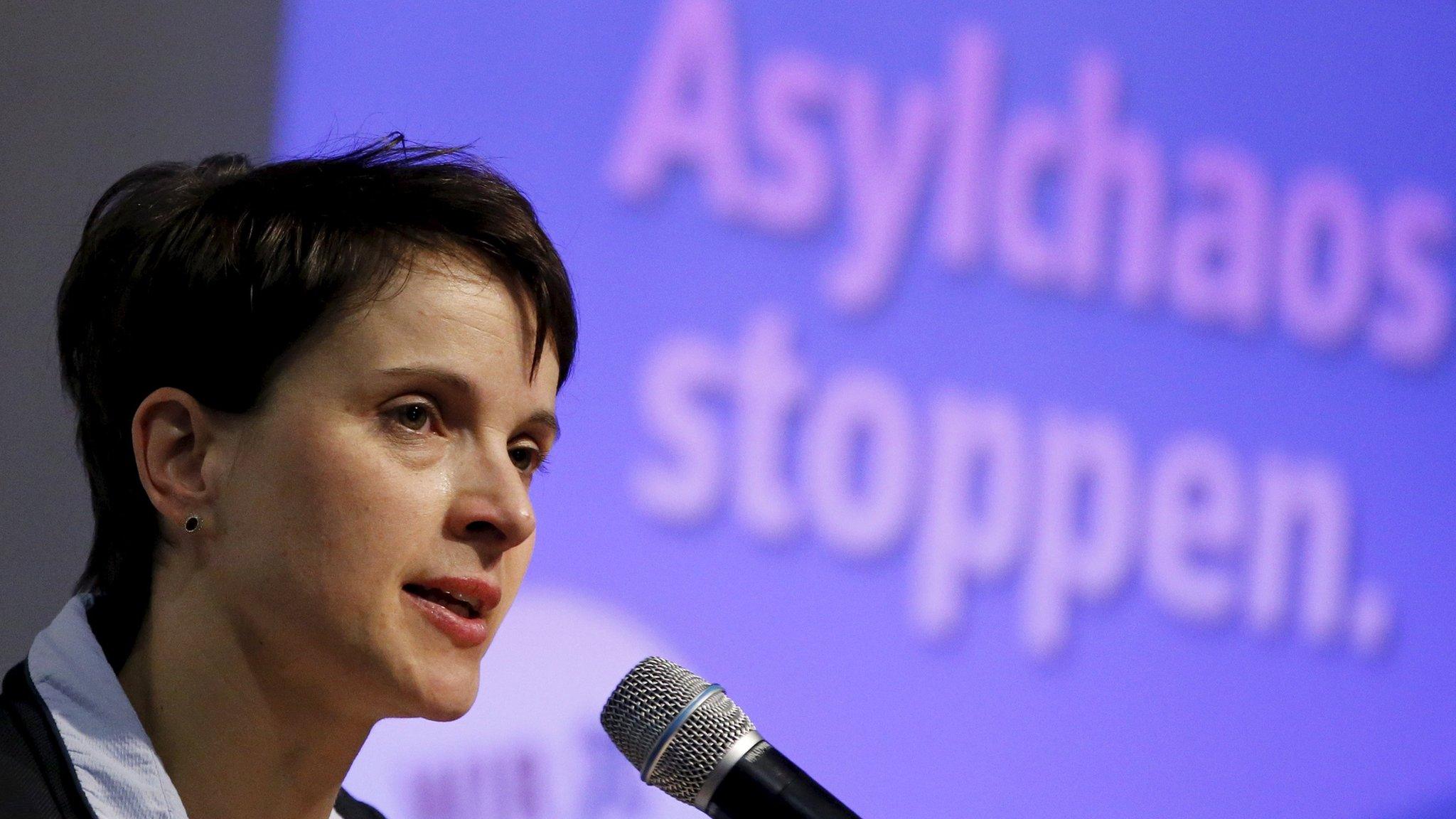 Frauke Petry during a rally for the upcoming Saxony-Anhalt state elections in Bitterfeld, Germany (February 29, 2016)