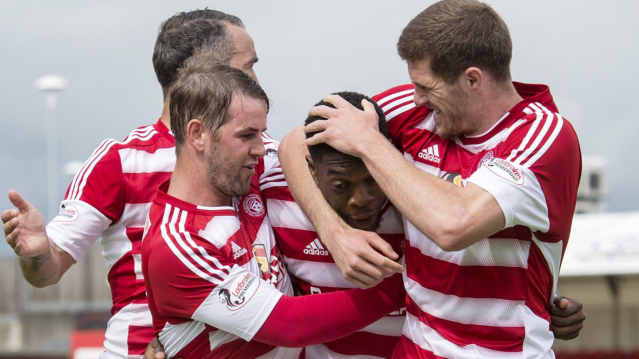 Hamilton celebrate Rakish Bingham's opening goal