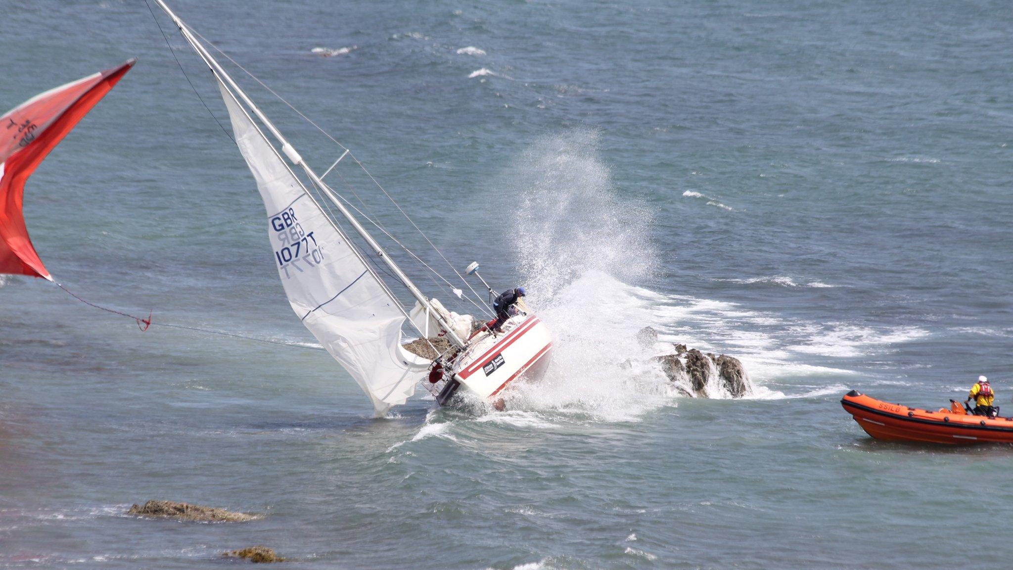 Yacht aground off Ventnor