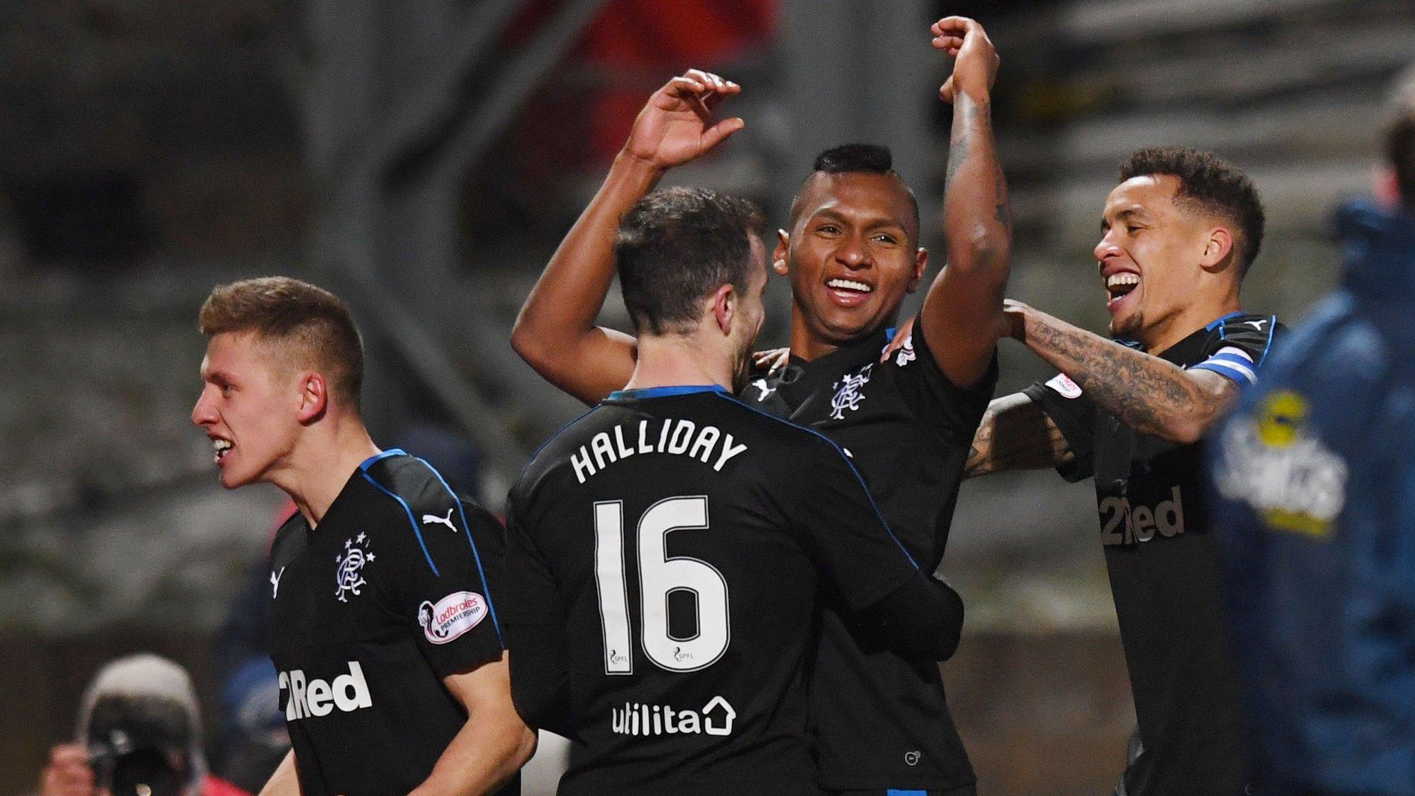 Rangers' Alfredo Morelos celebrates against St Johnstone