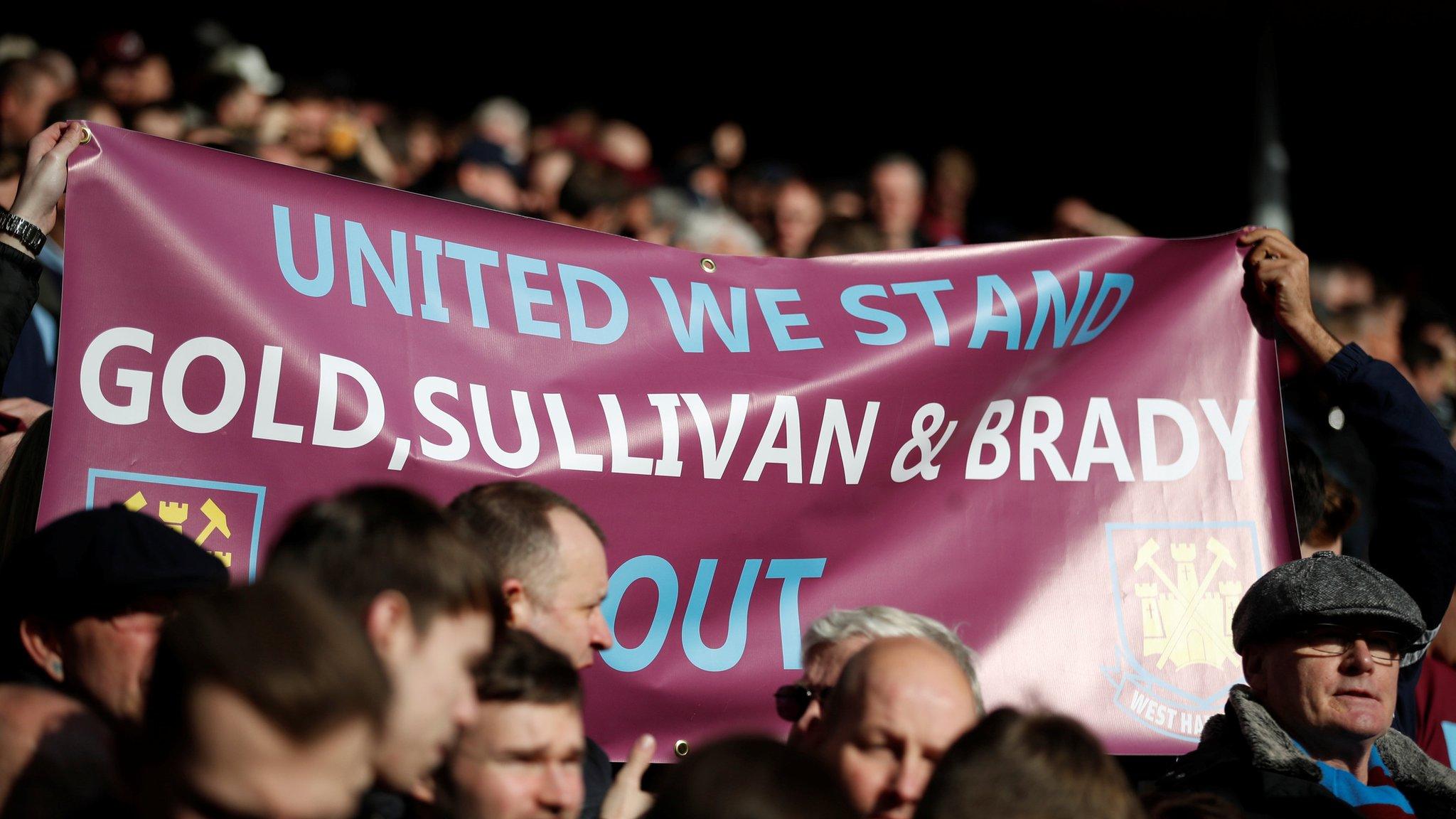 West Ham fans protest against the club's board