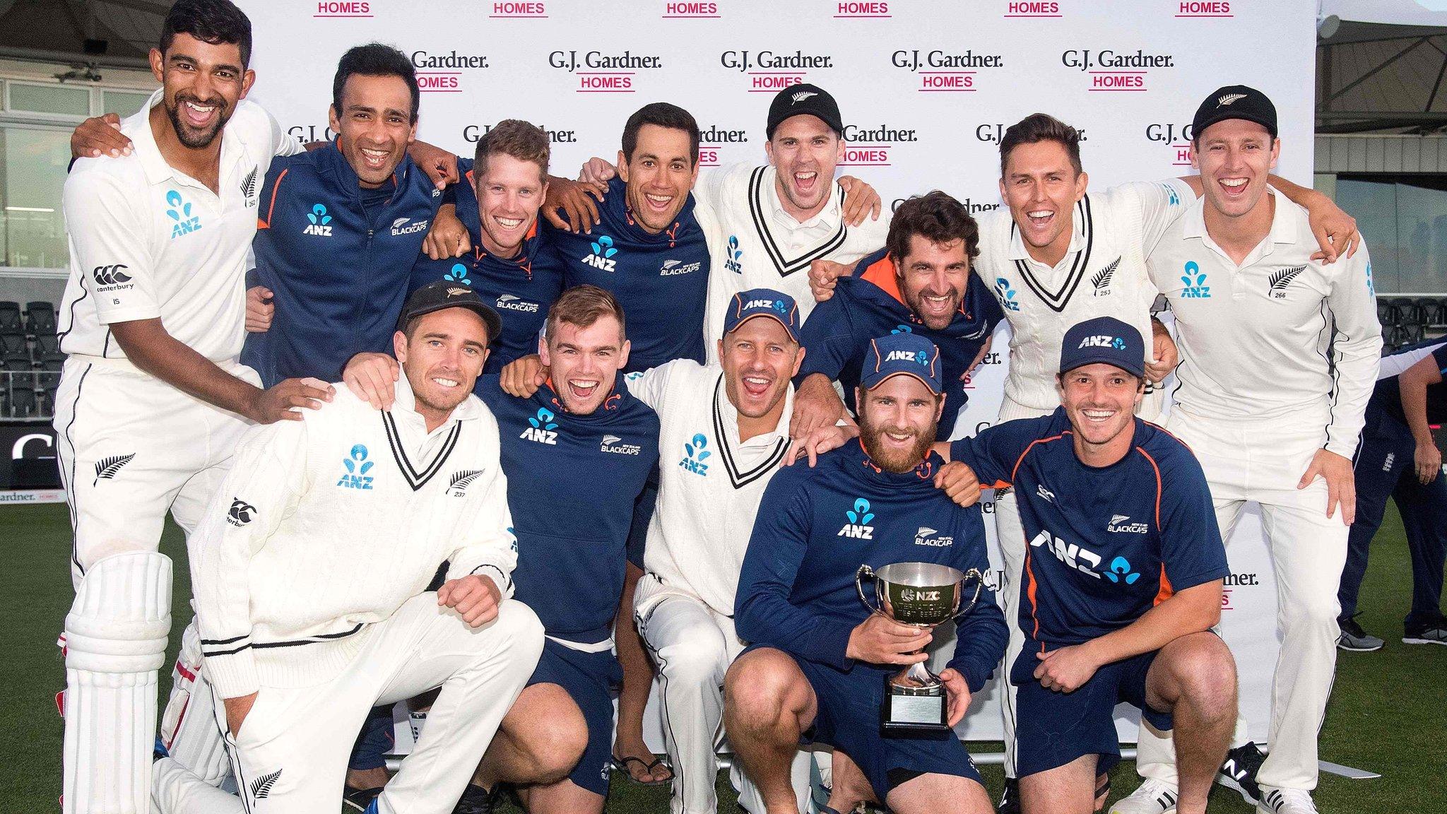 New Zealand with the Test series trophy