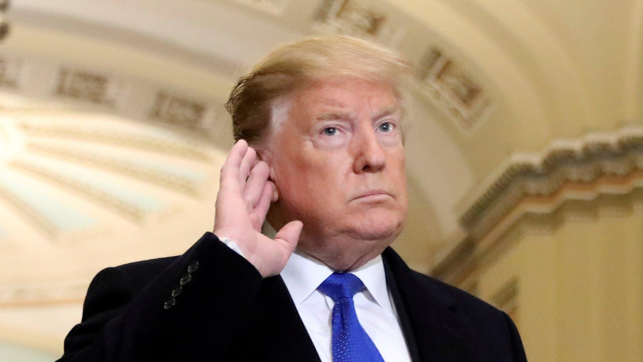 Donald Trump with Senate Majority Leader Mitch McConnell, who declined to comment on the remarks