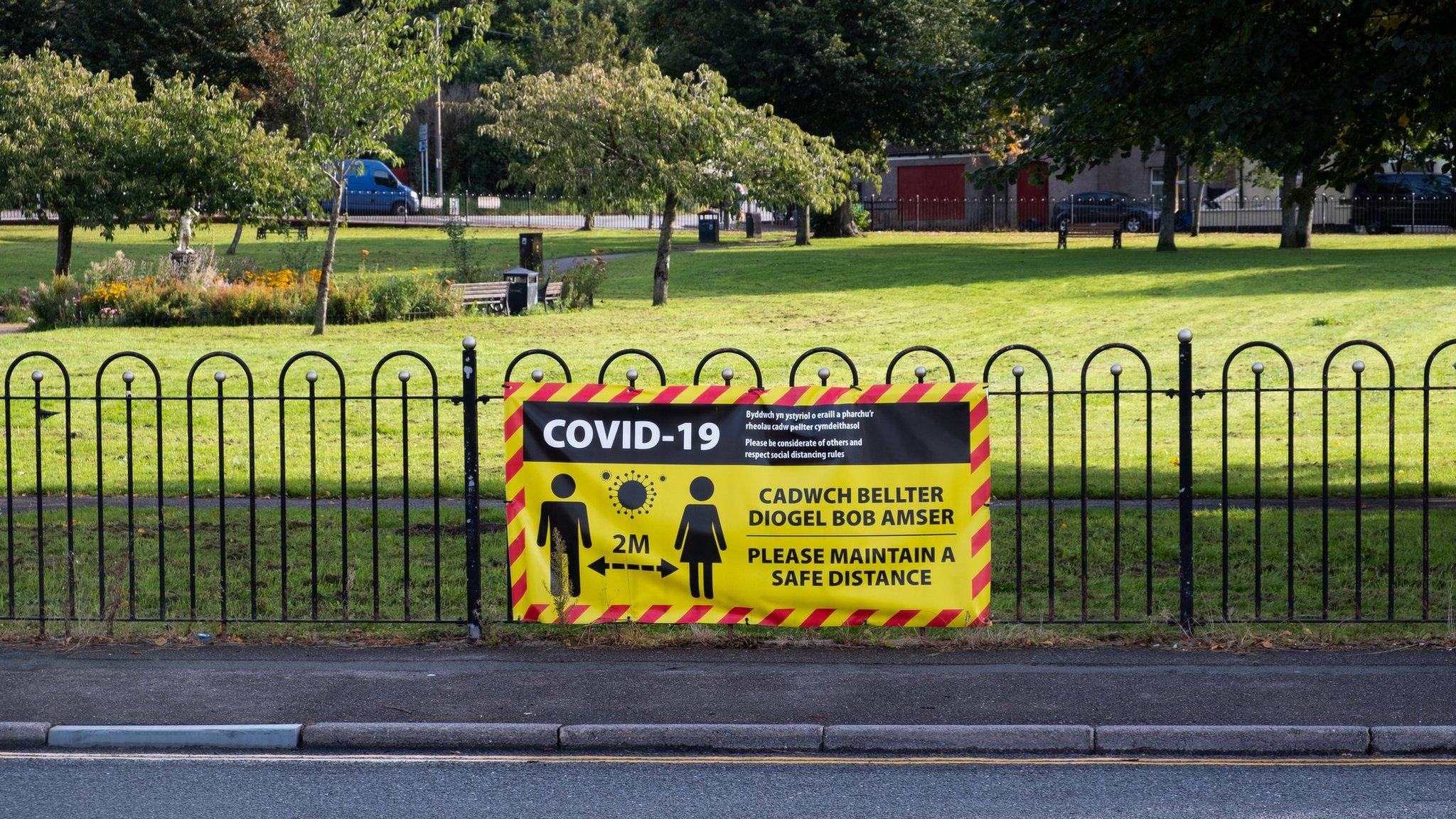 A Covid sign in Tredegar