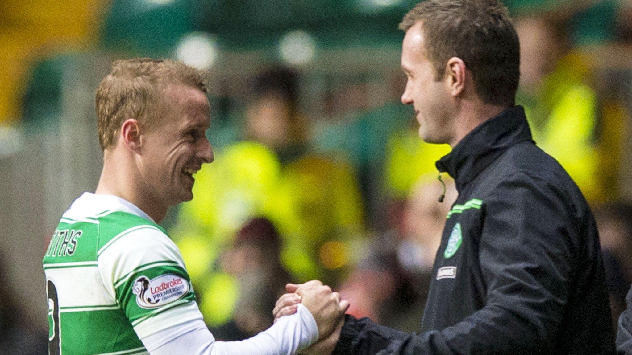 Celtic's Leigh Griffiths and Ronny Deila