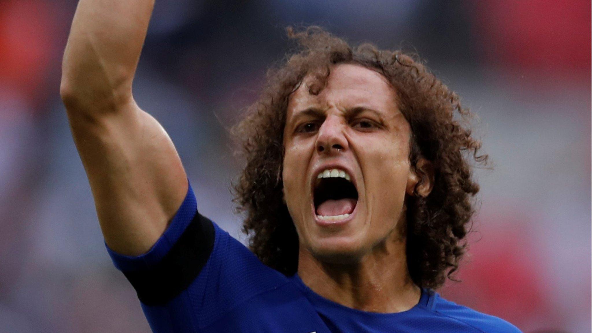 David Luiz celebrates Chelsea's win at Spurs