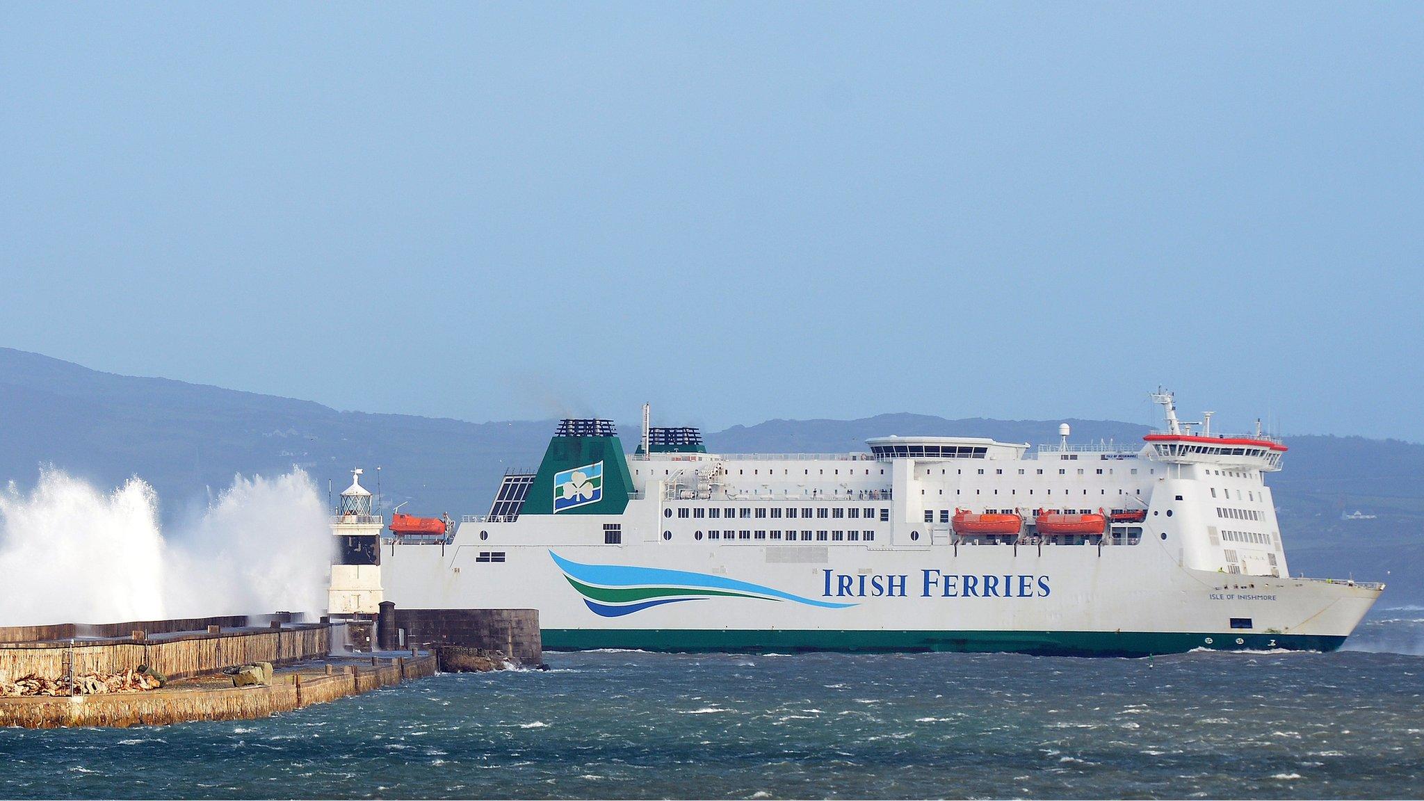 Ferry entering Holyhead in a storm