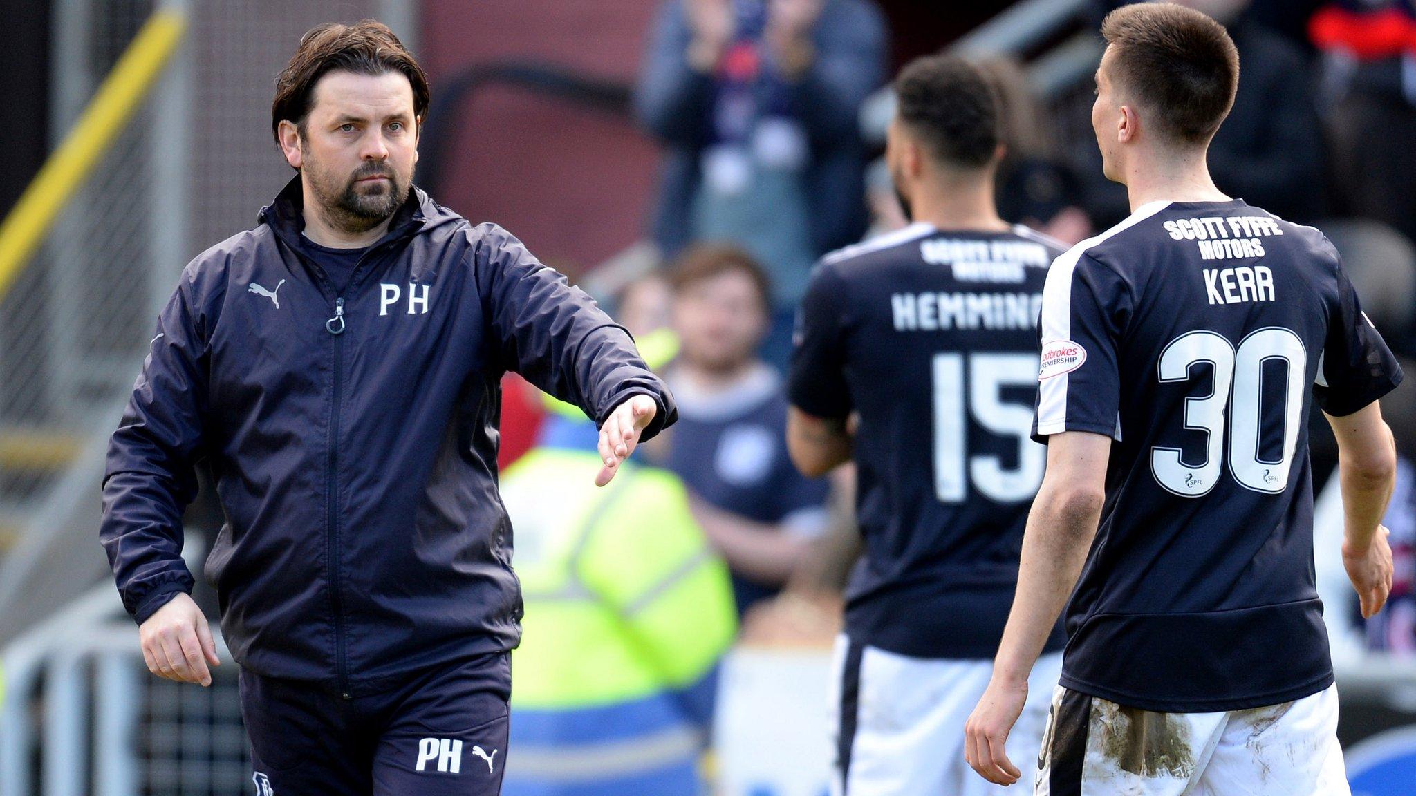 Manager Paul Hartley with some of his Dundee players