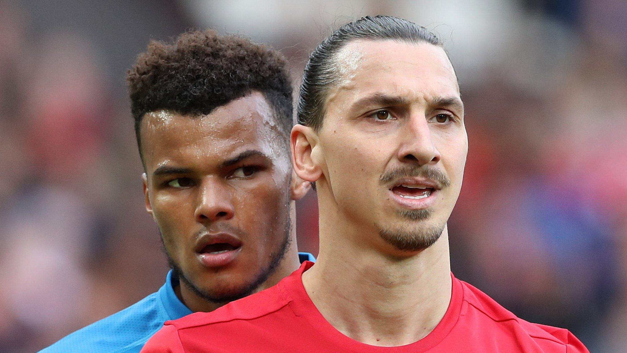 Manchester United striker Zlatan Ibrahimovic and Bournemouth defender Tyrone Mings