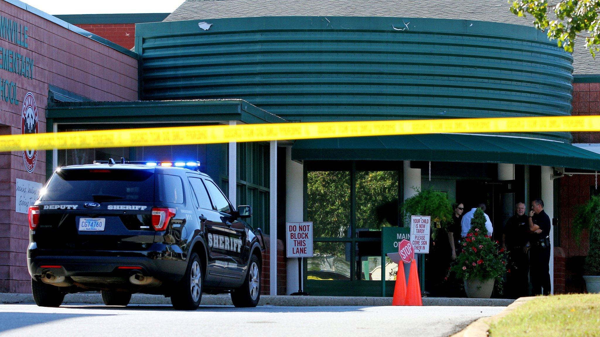 Investigators outside Townville Elementary School on 28 September 2016