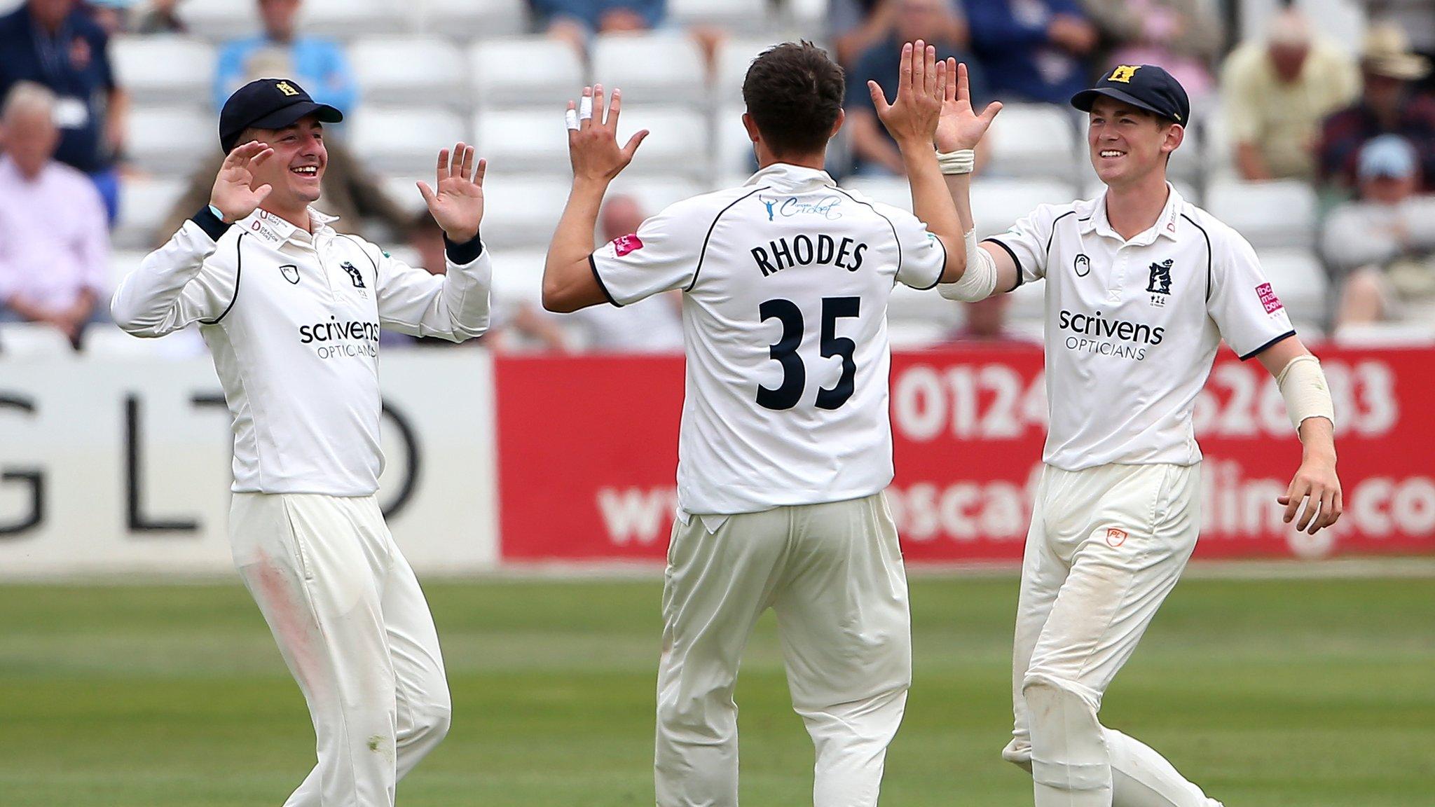 Warwickshire's Will Rhodes finished with match figures of 9-55, including the prize wicket of Sir Alastair Cook twice