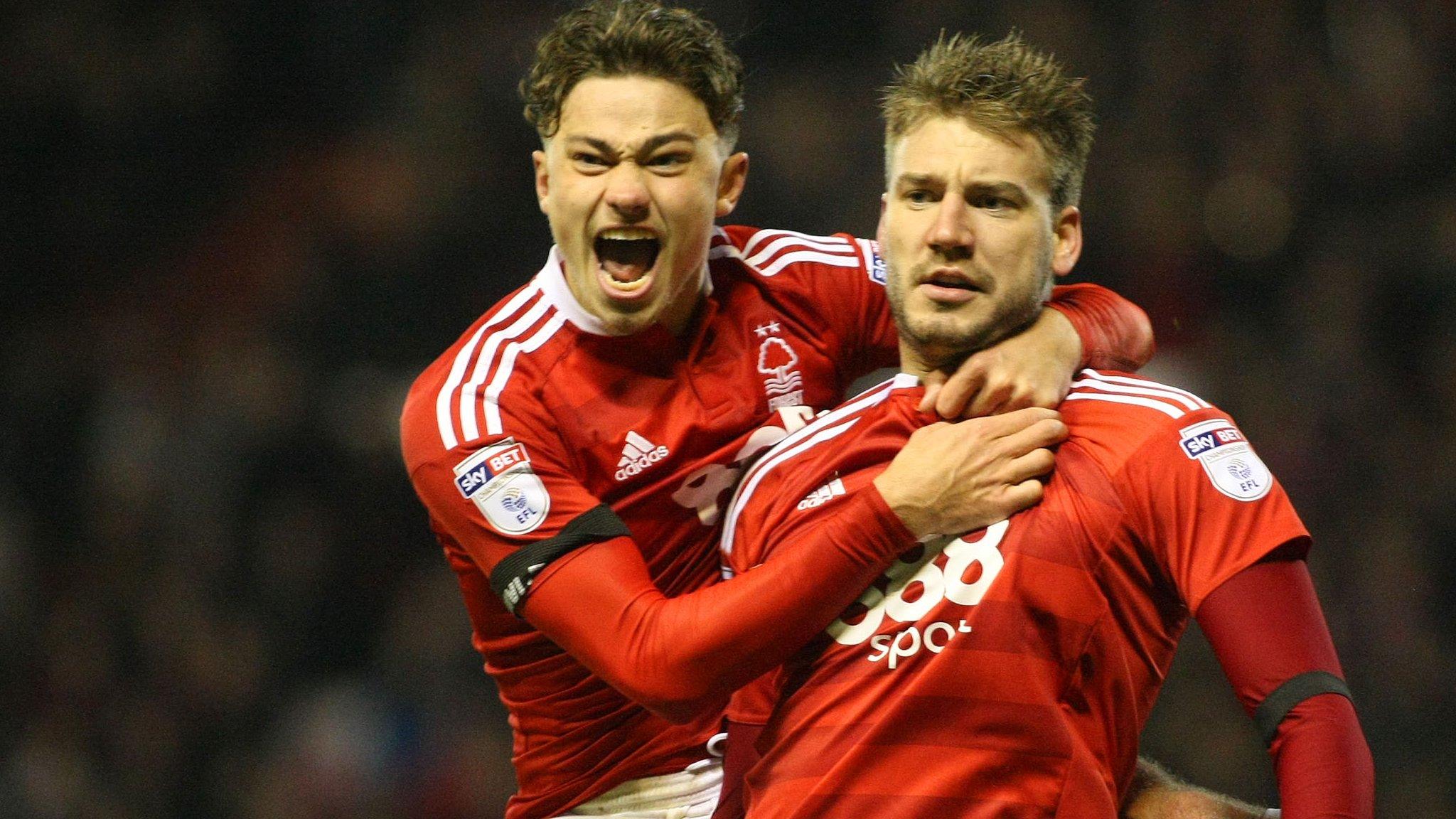 Matty Cash (left) is and Nicklas Bendtner joy for Nottingham Forest