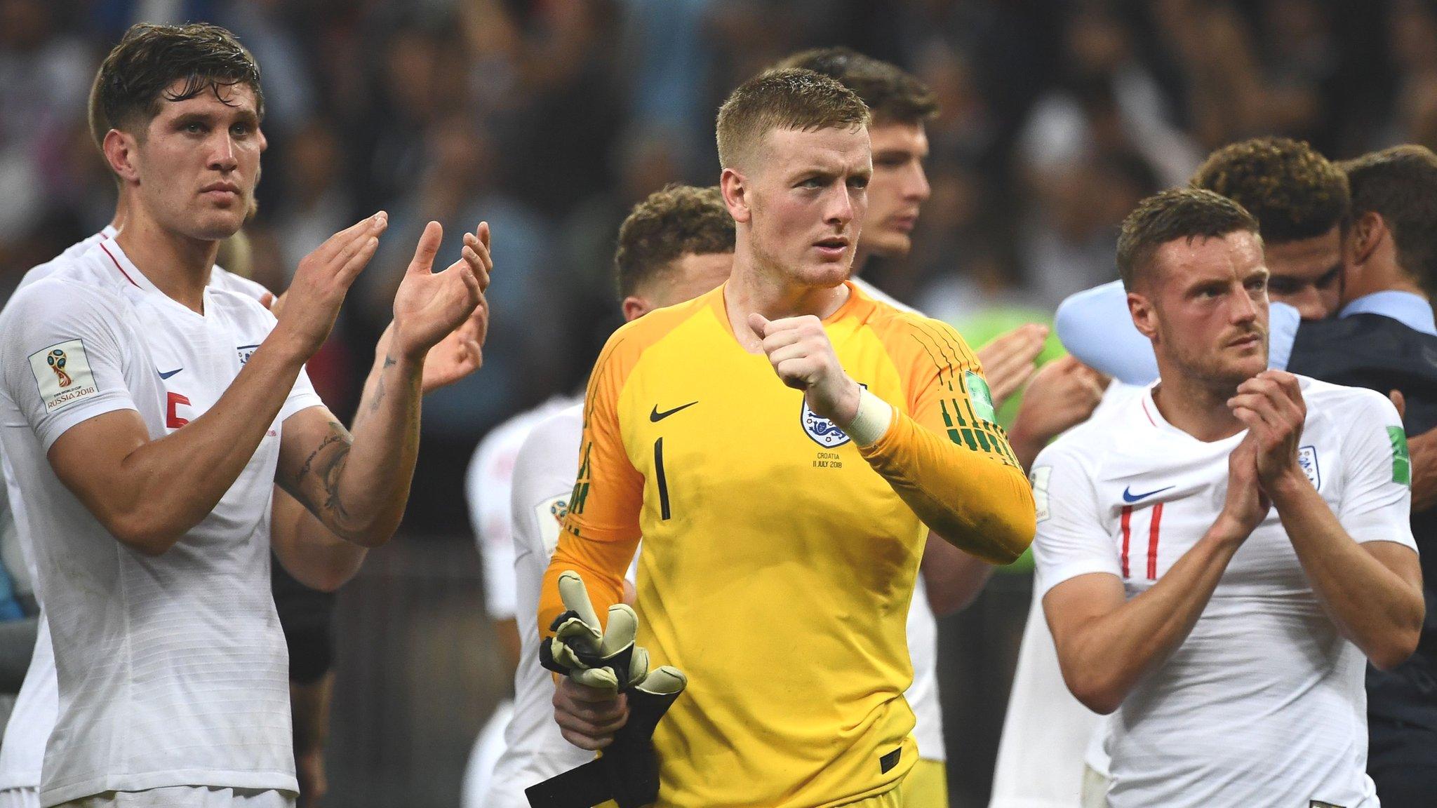 John Stones, Jordan Pickford and Jamie Vardy