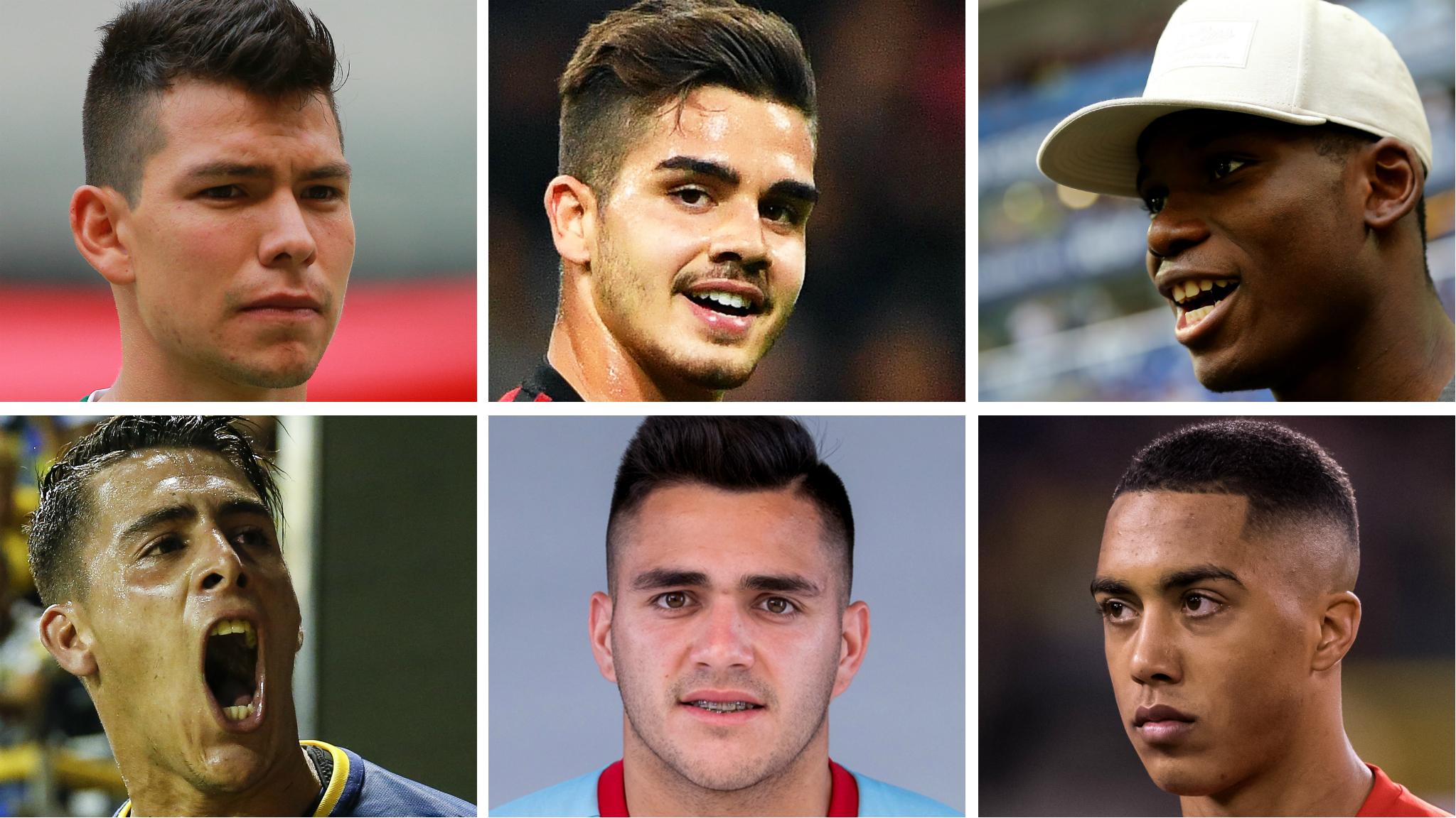 clockwise from top left: Hirving Lozano, Andre Silva, Breel Embolo, Youri Tielemans, Maxi Gomez, Cristian Pavon