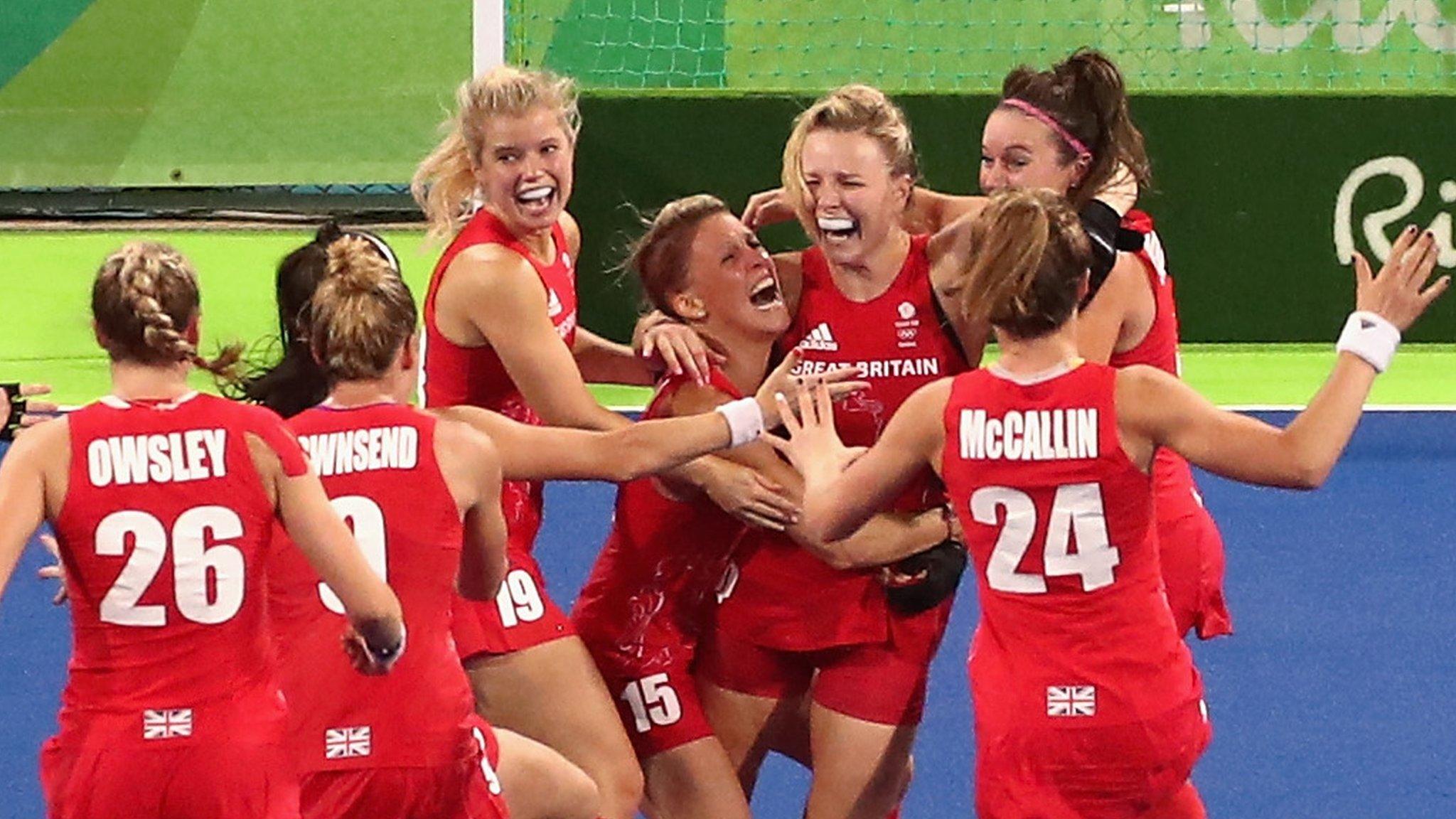 Team GB hockey celebrate