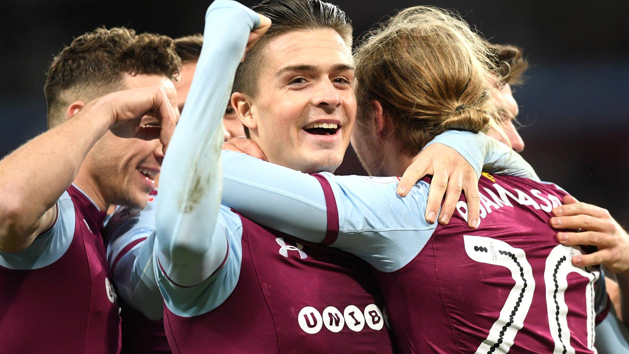 Jack Grealish celebrates an Aston Villa goal