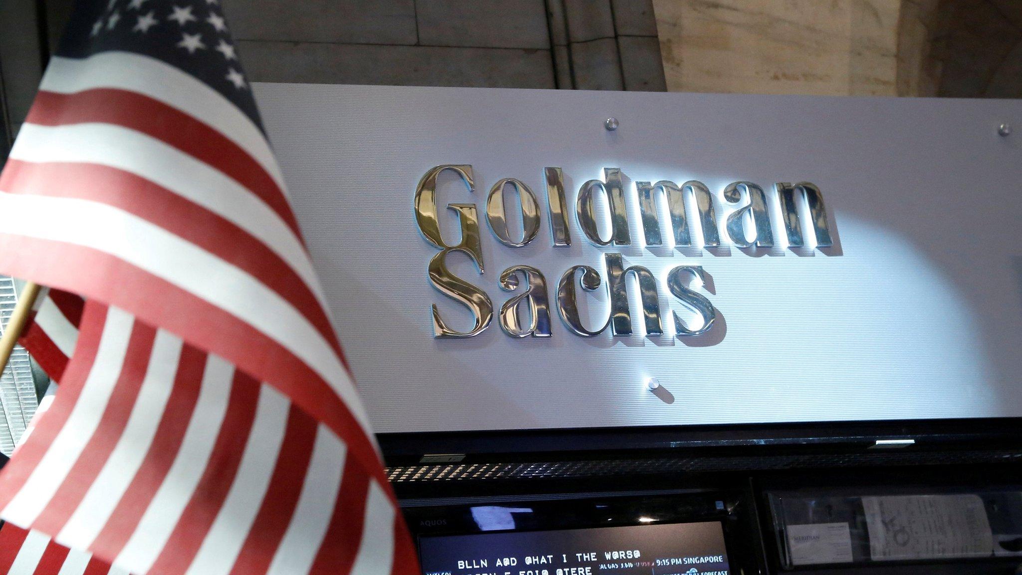 A view of the Goldman Sachs stall on the floor of the New York Stock Exchange