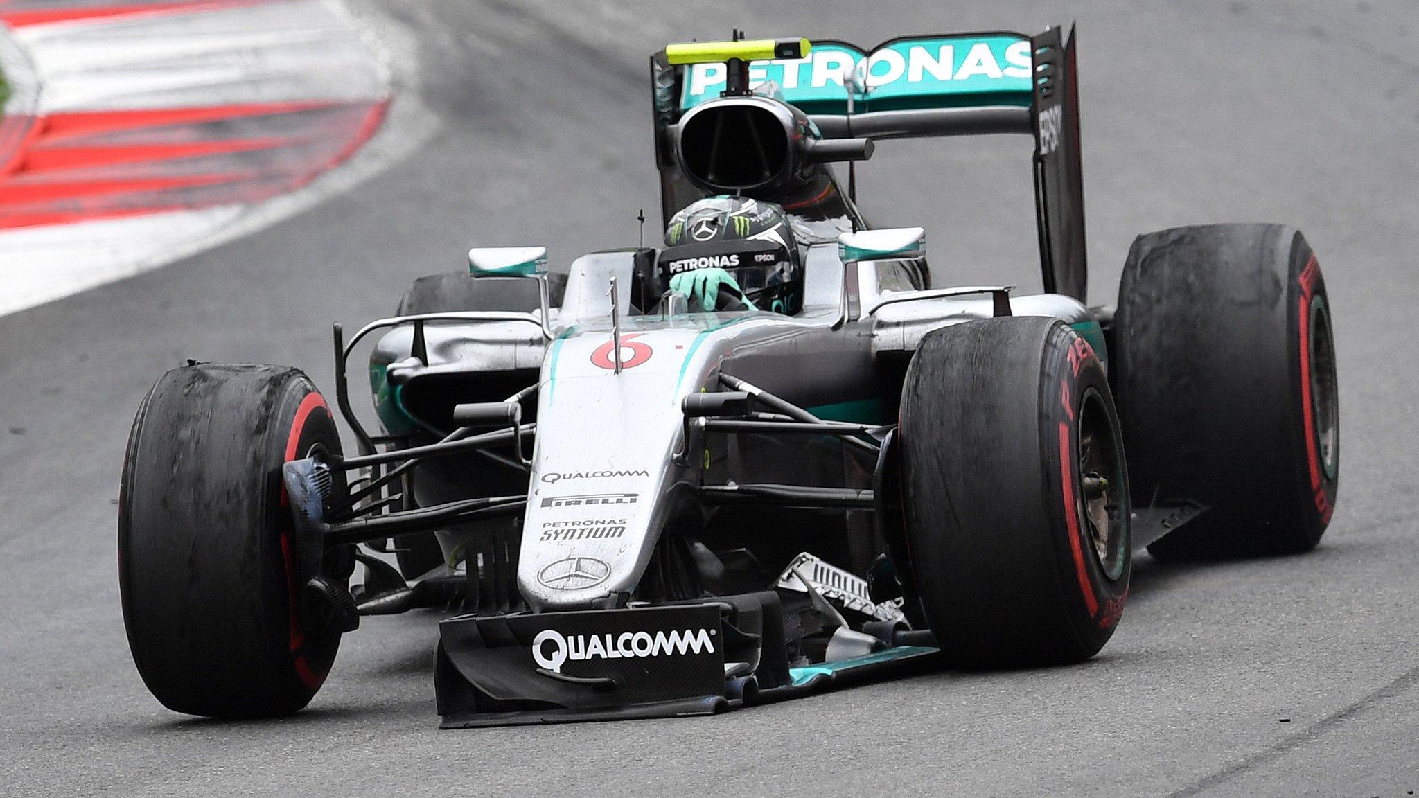 Nico Rosberg's damaged Mercedes