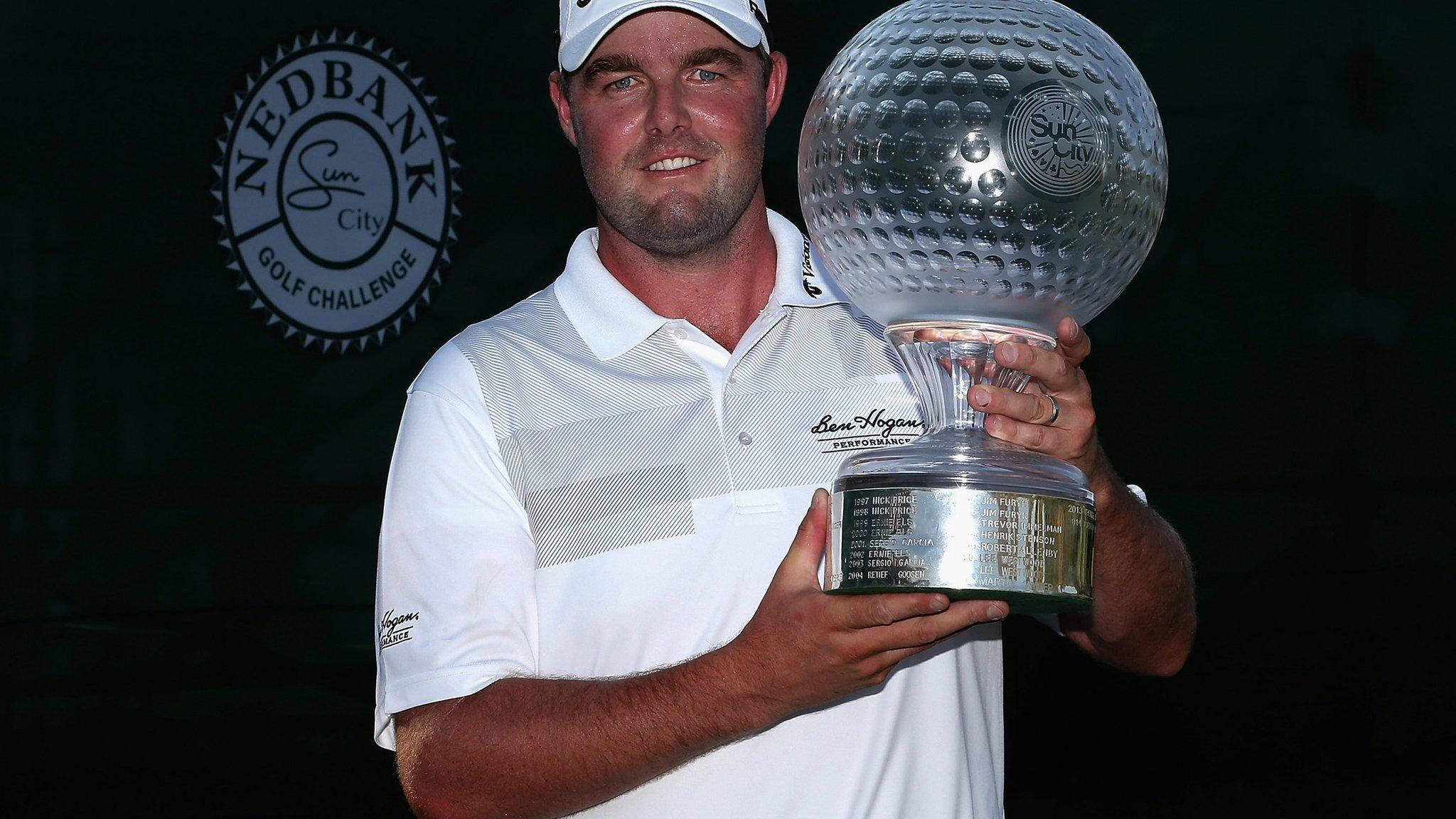 Australian Marc Leishman with the Nedbank Challenge trophy