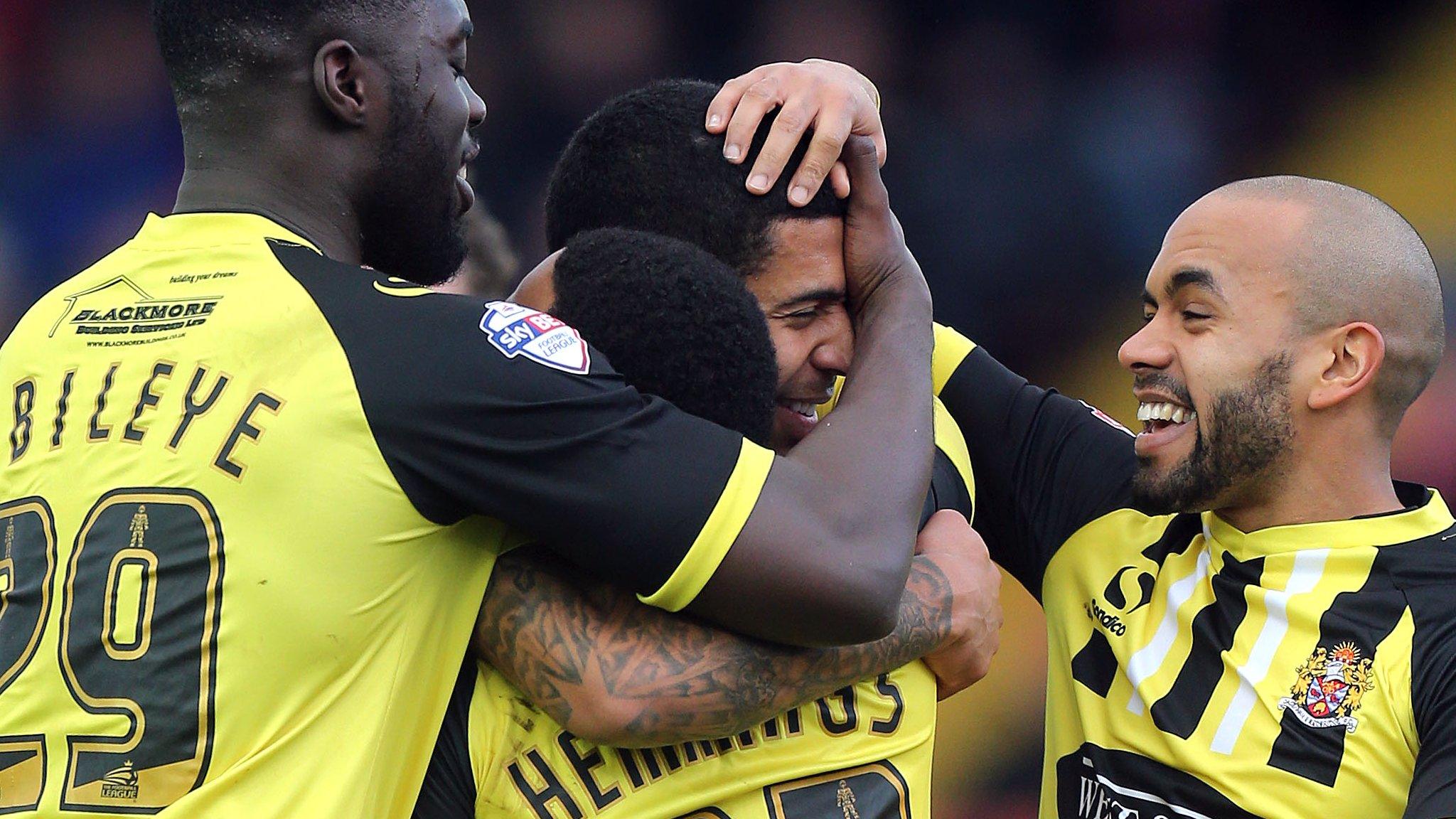 Joss Labadie celebrates his goal for Dagenham