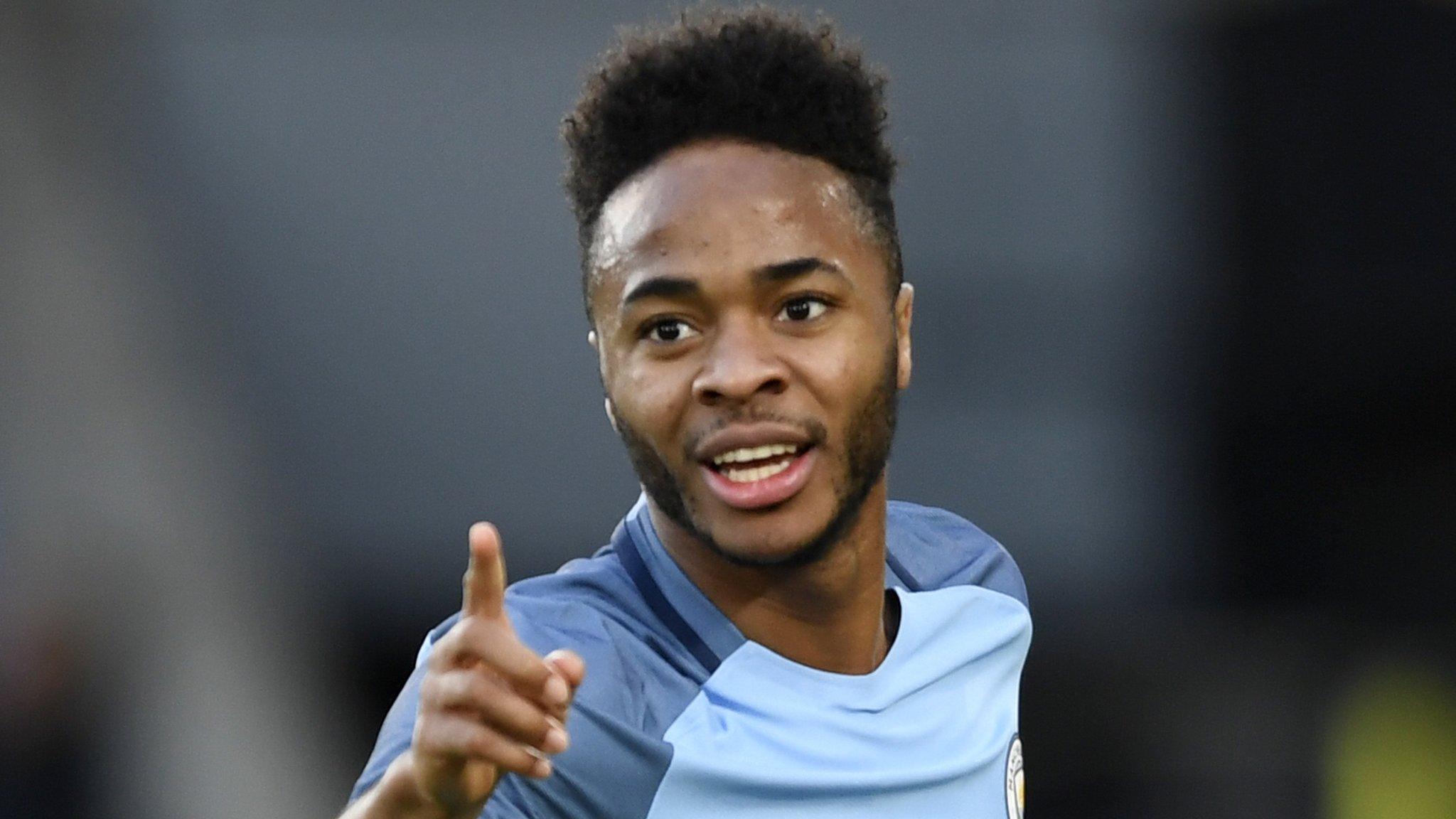 Manchester City forward Raheem Sterling celebrates his goal against Crystal Palace in the FA Cup