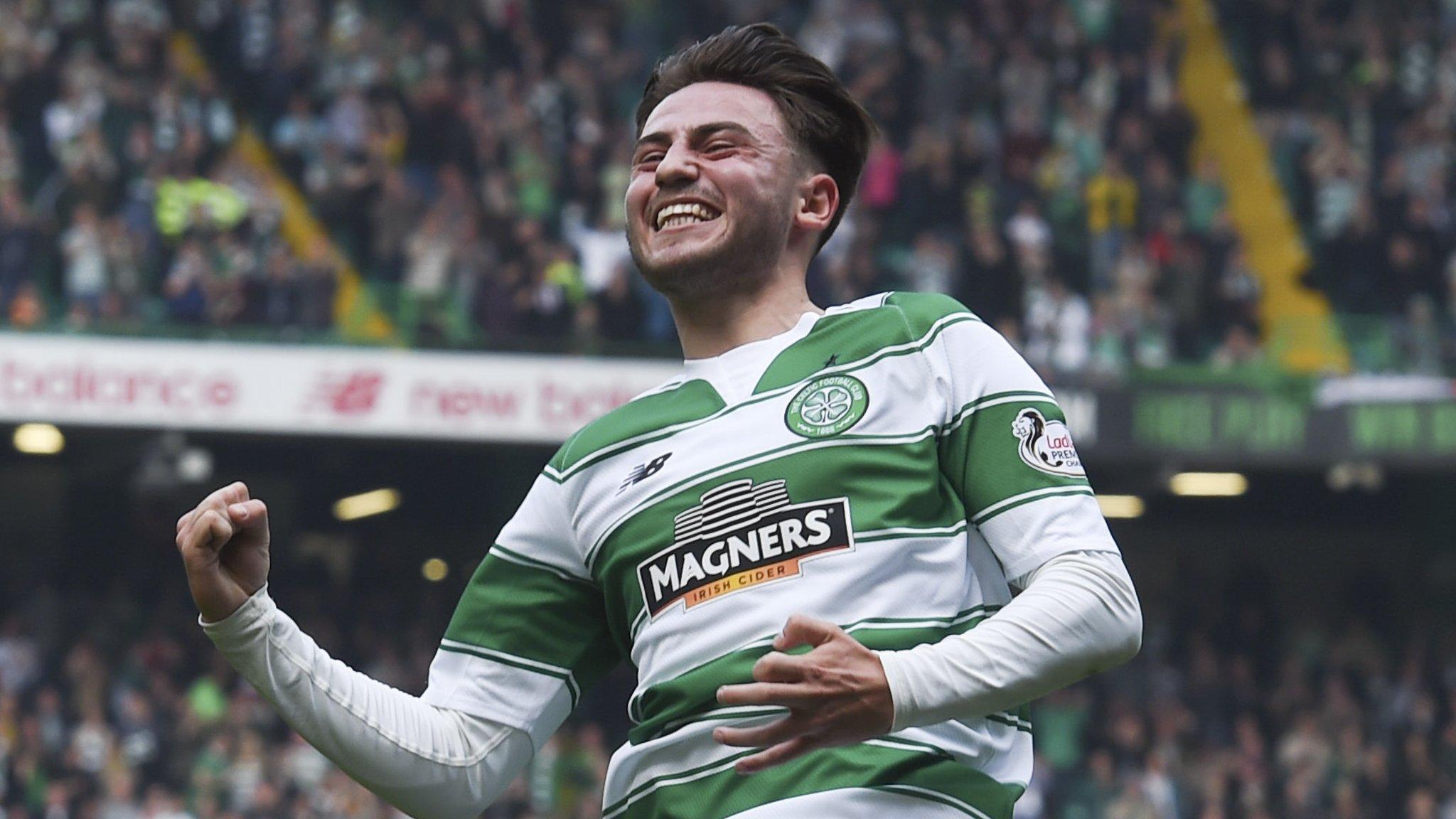 Patrick Roberts celebrates after scoring for Celtic against Aberdeen