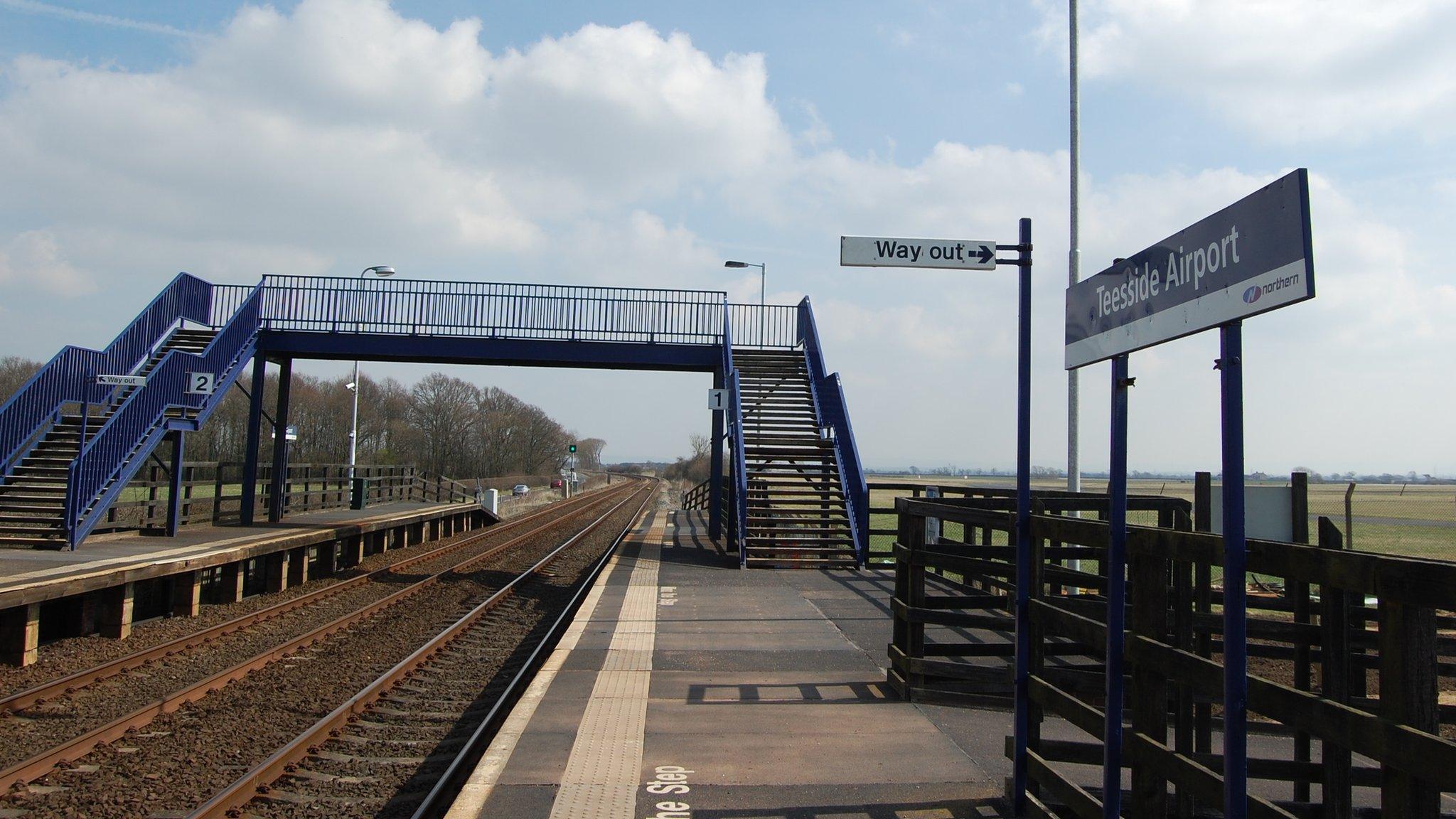 Teesside Airport train station serving Durham Tees Valley Airport