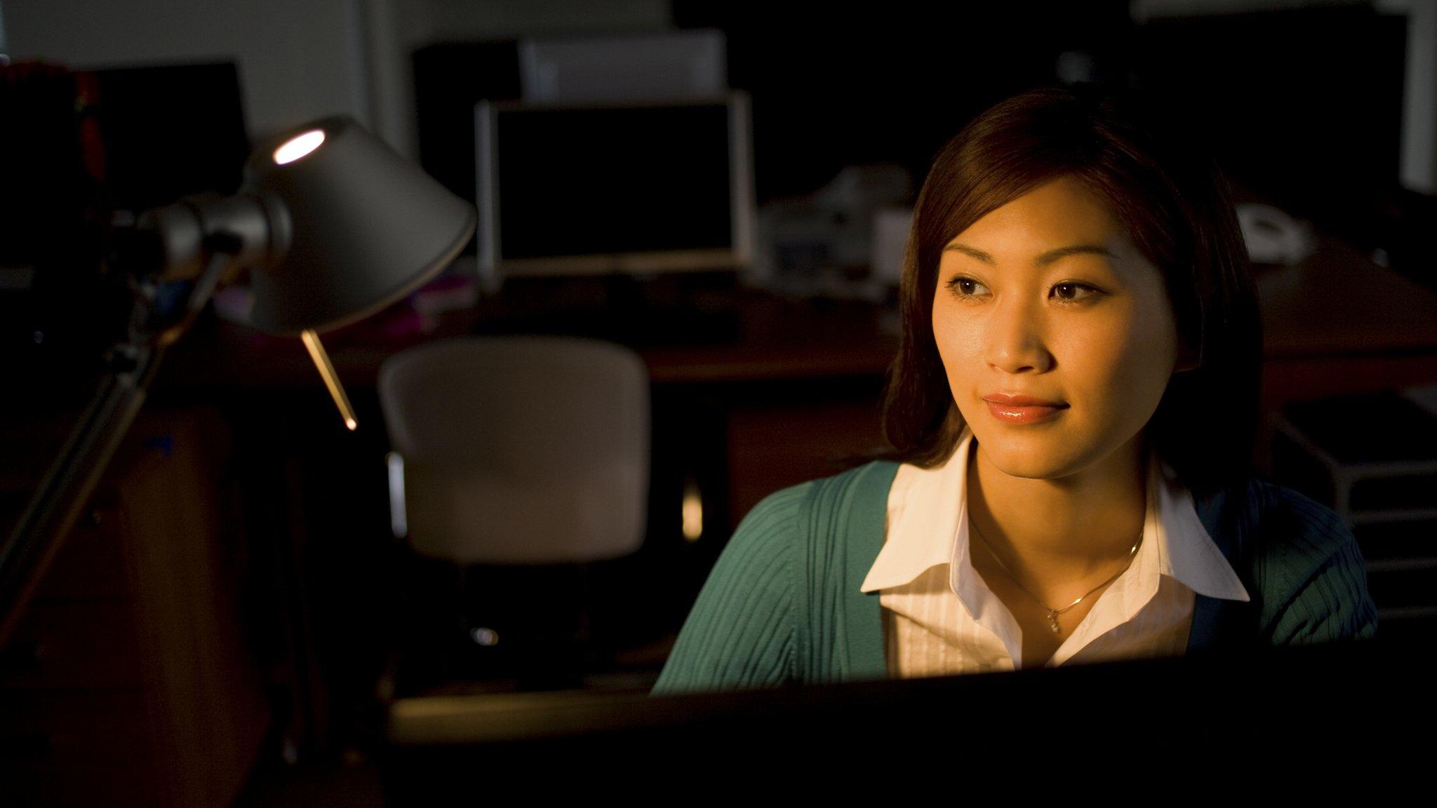 Woman working in the night