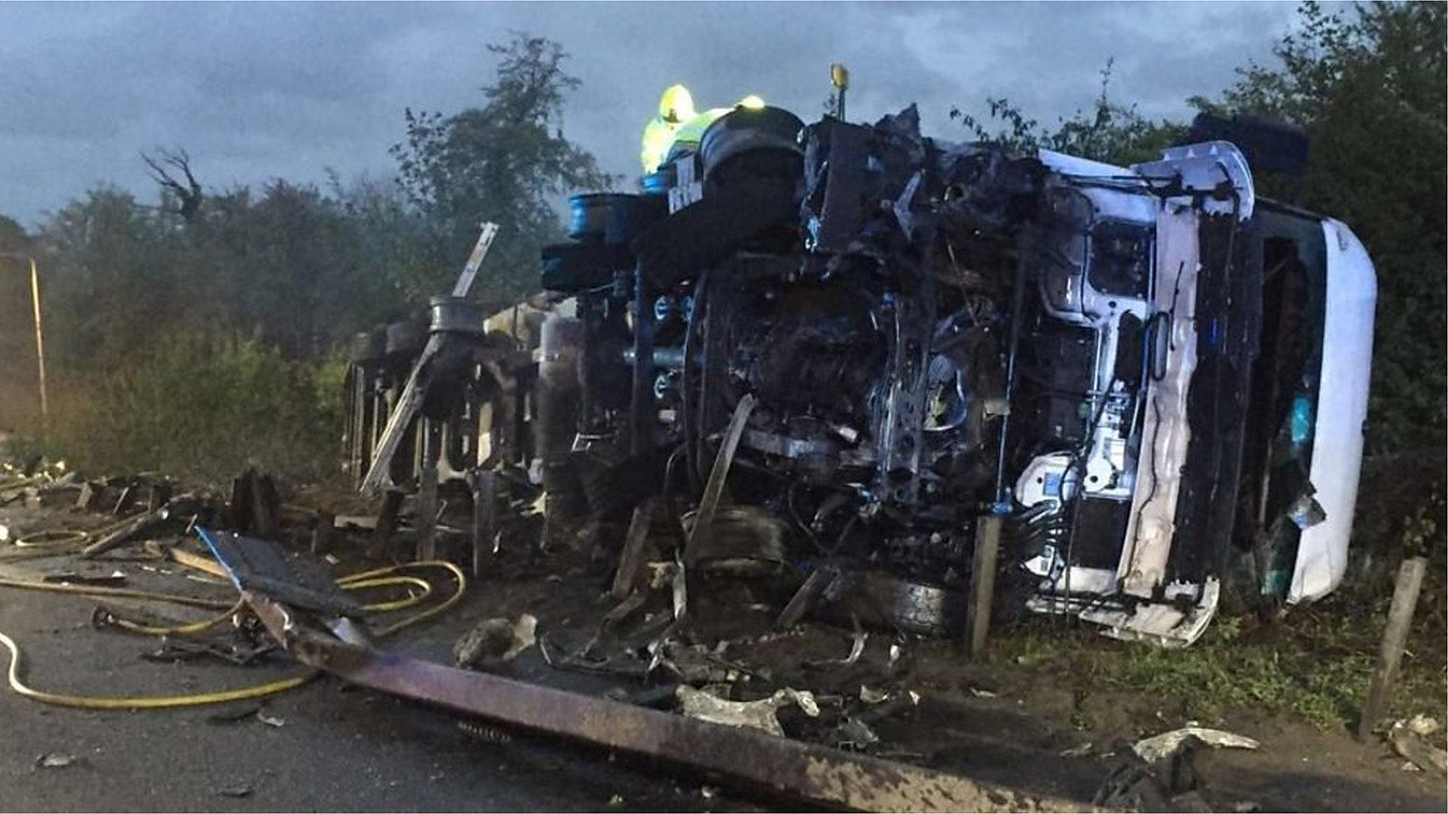 It caused major delays at junction 17 for Maple Cross in Hertfordshire, but nobody was serious hurt.