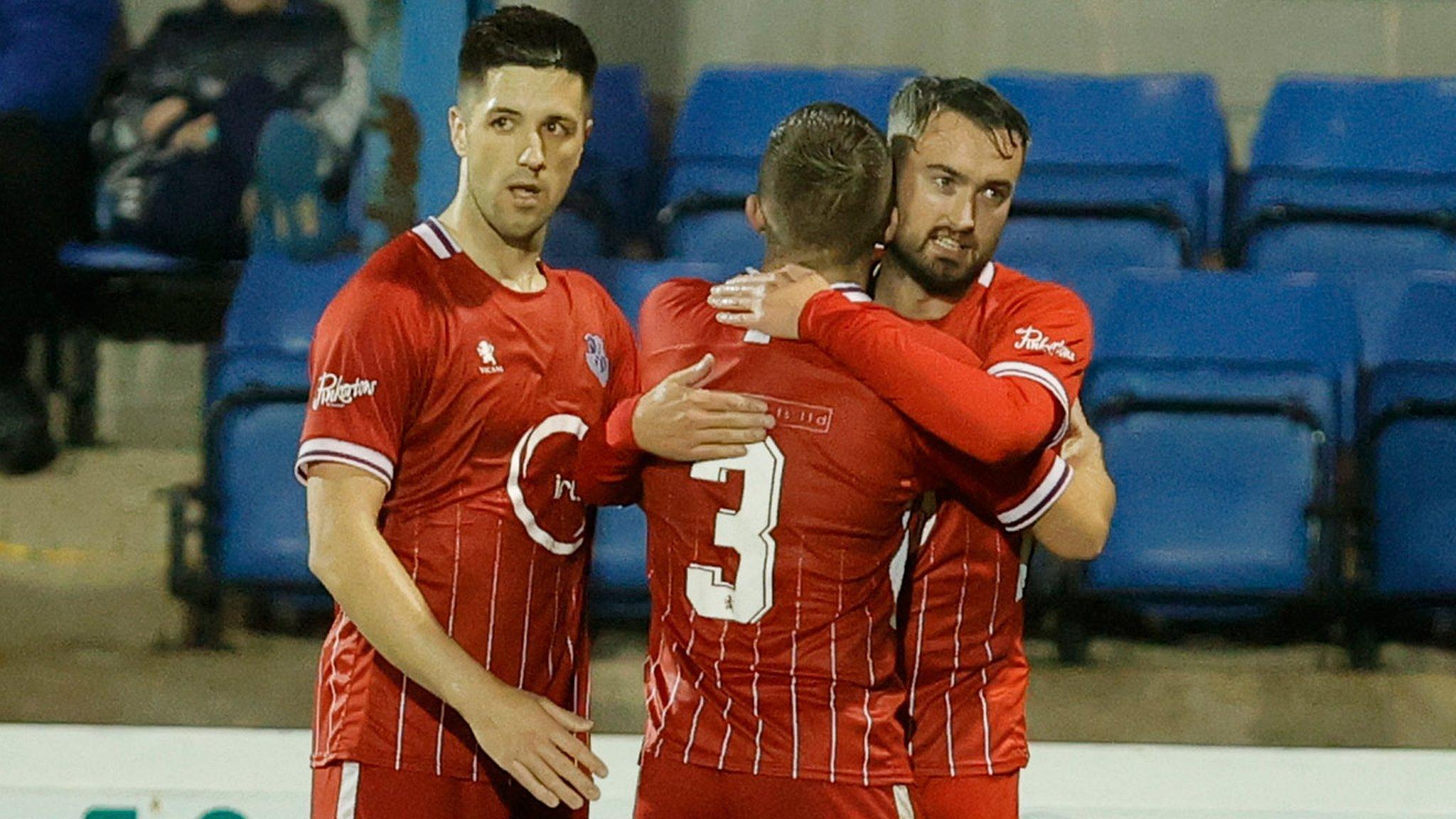 Loughgall's Mark Patton celebrates with his team-mates