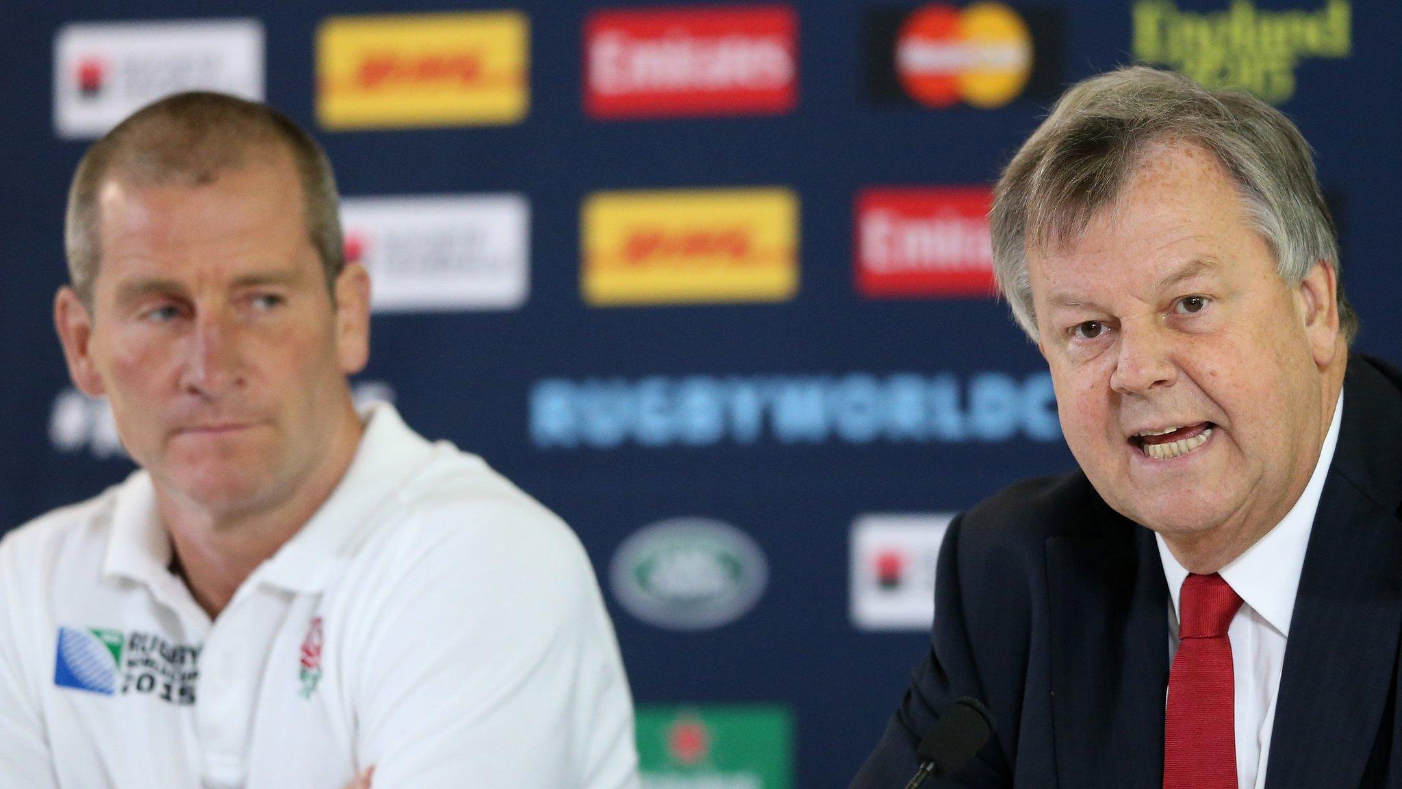 Former England head coach Stuart Lancaster and RFU chief executive Ian Ritchie