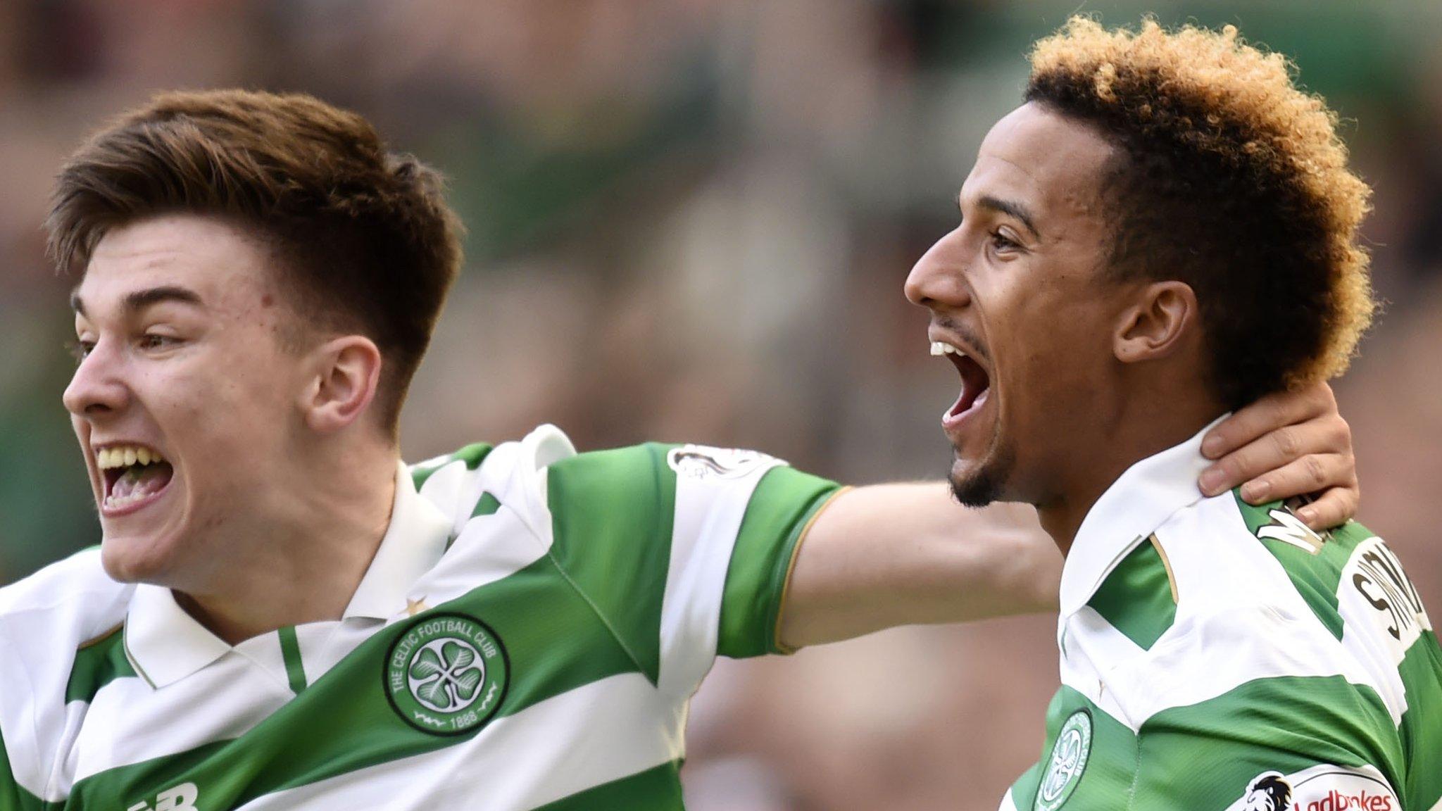 Celtic's Kieran Tierney and Scott Sinclair celebrate