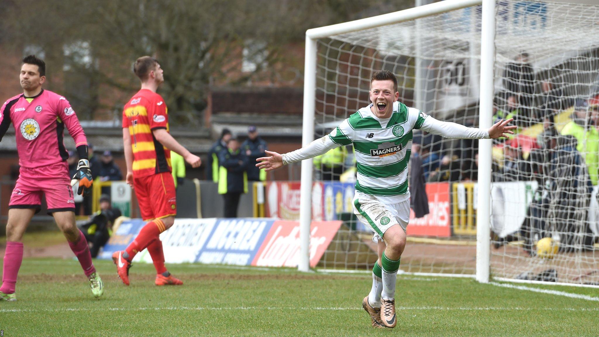 Callum McGregor runs off to celebrate Celtic's second goal