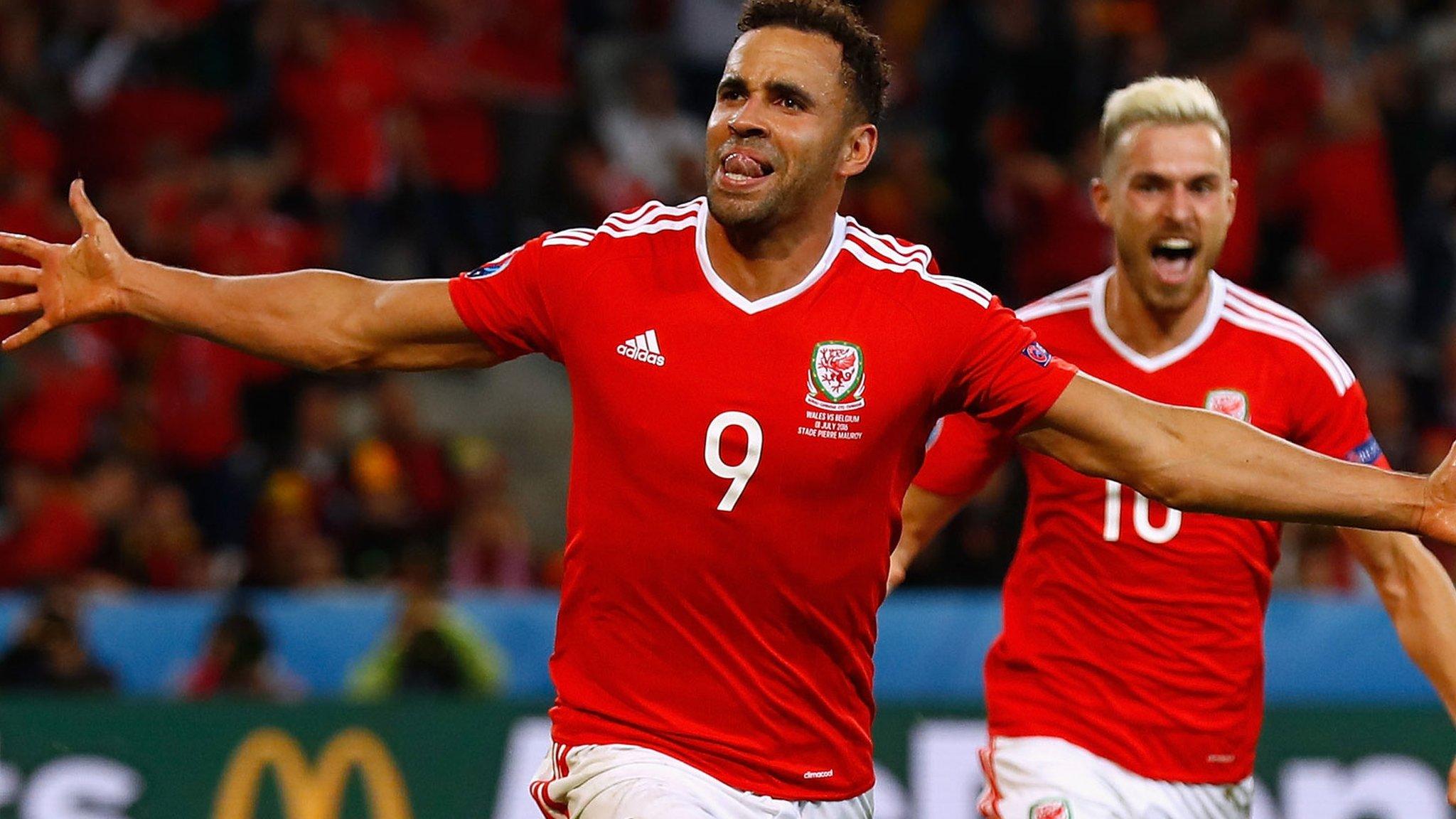 Hal Robson-Kanu celebrates his goal for Wales against Belgium