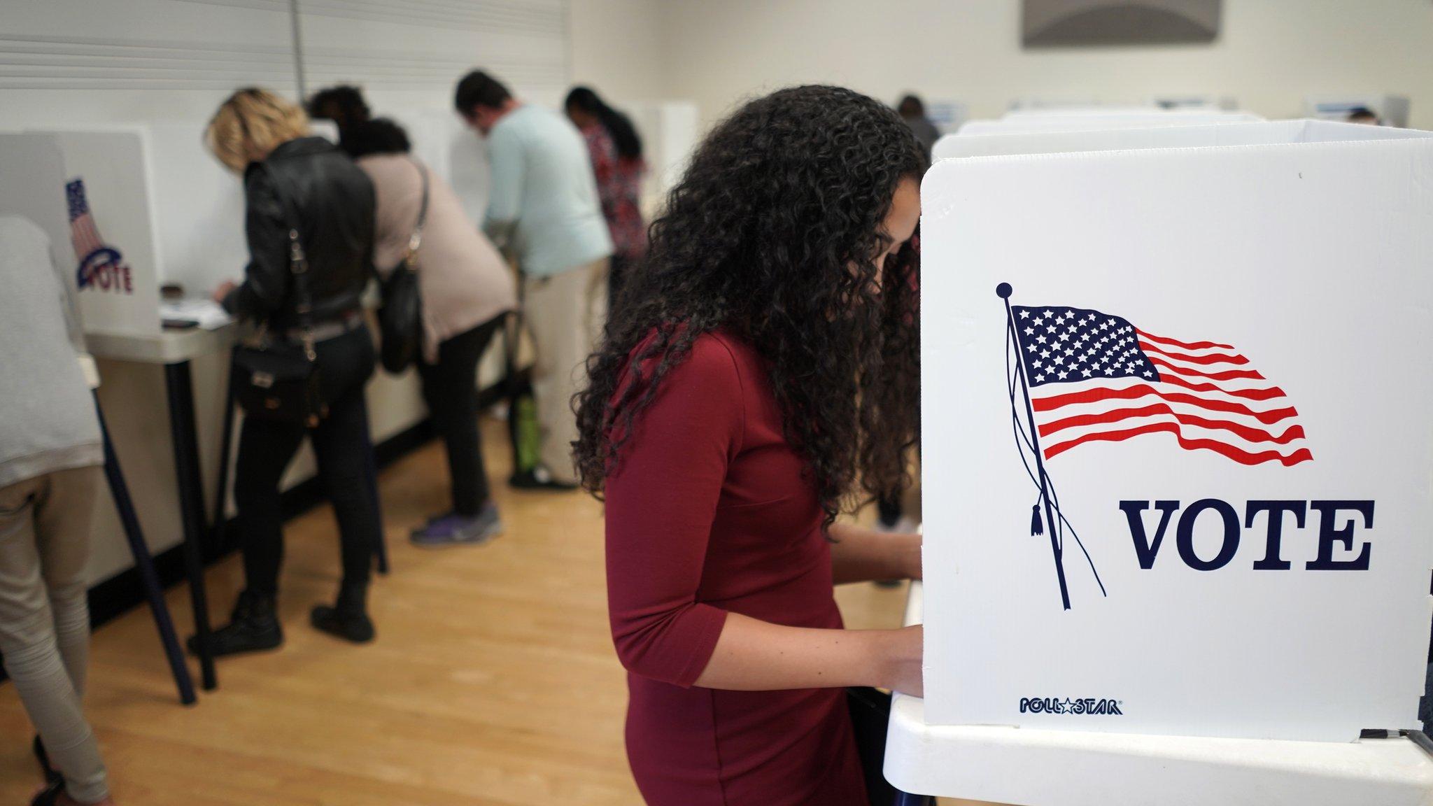 A polling station at West Los Angeles College