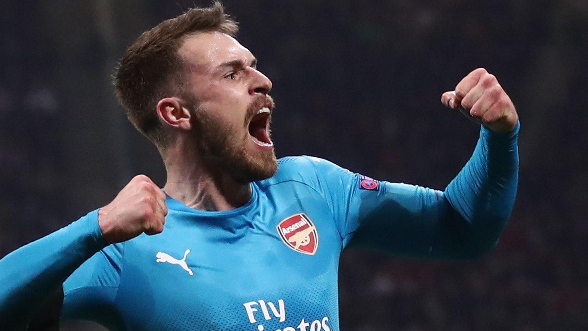 Aaron Ramsey celebrates scoring Arsenal's second goal