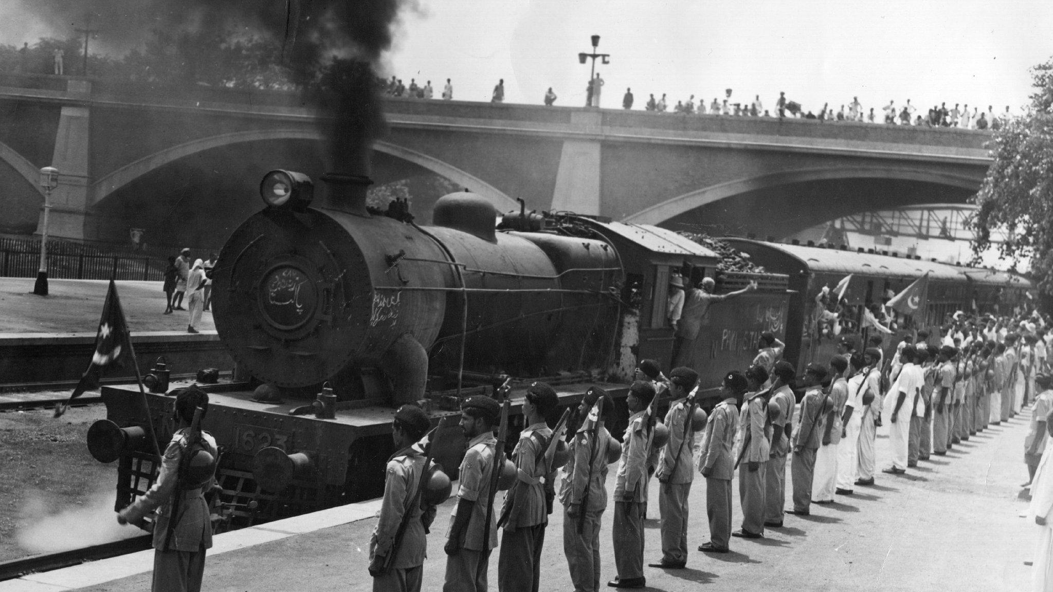 Train taking people across the new border.