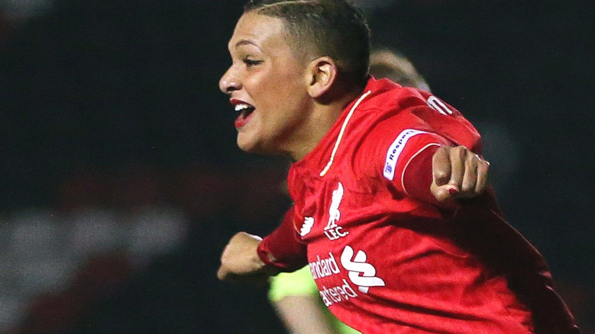 Shanice Van De Sanden celebrates her first Liverpool Ladies goal