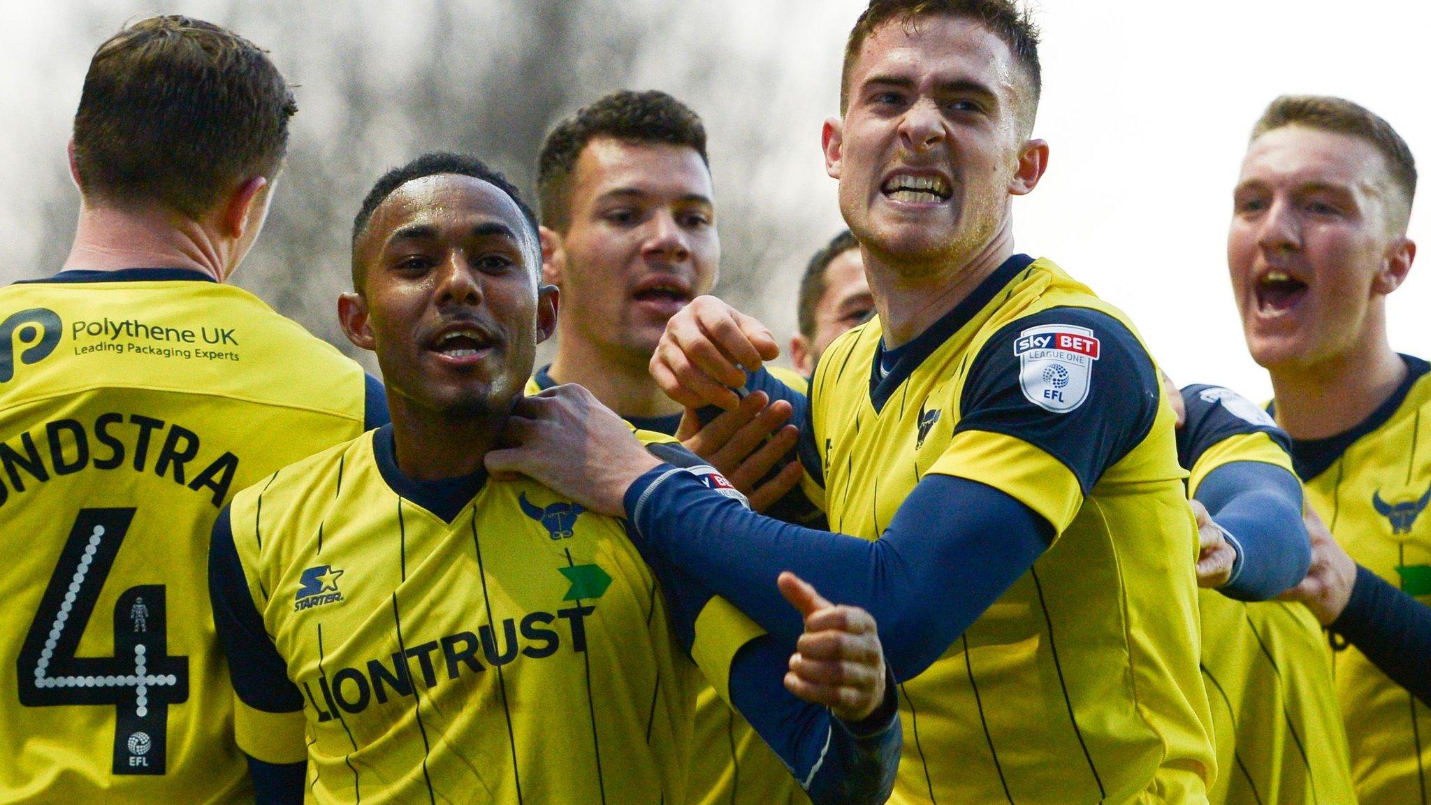 Oxford United celebrate a goal against Newcastle United