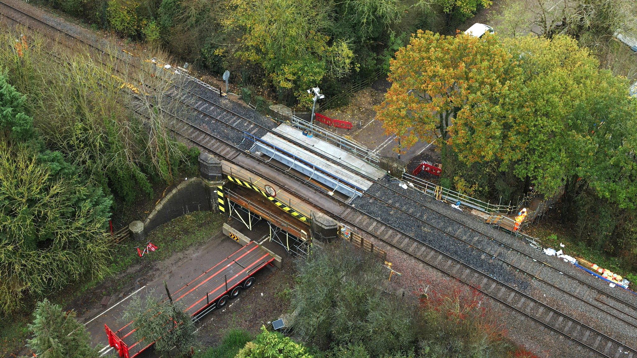 Fosters railway bridge, which sits across the A6121 Stamford Road in Ketton, Rutland, repaired