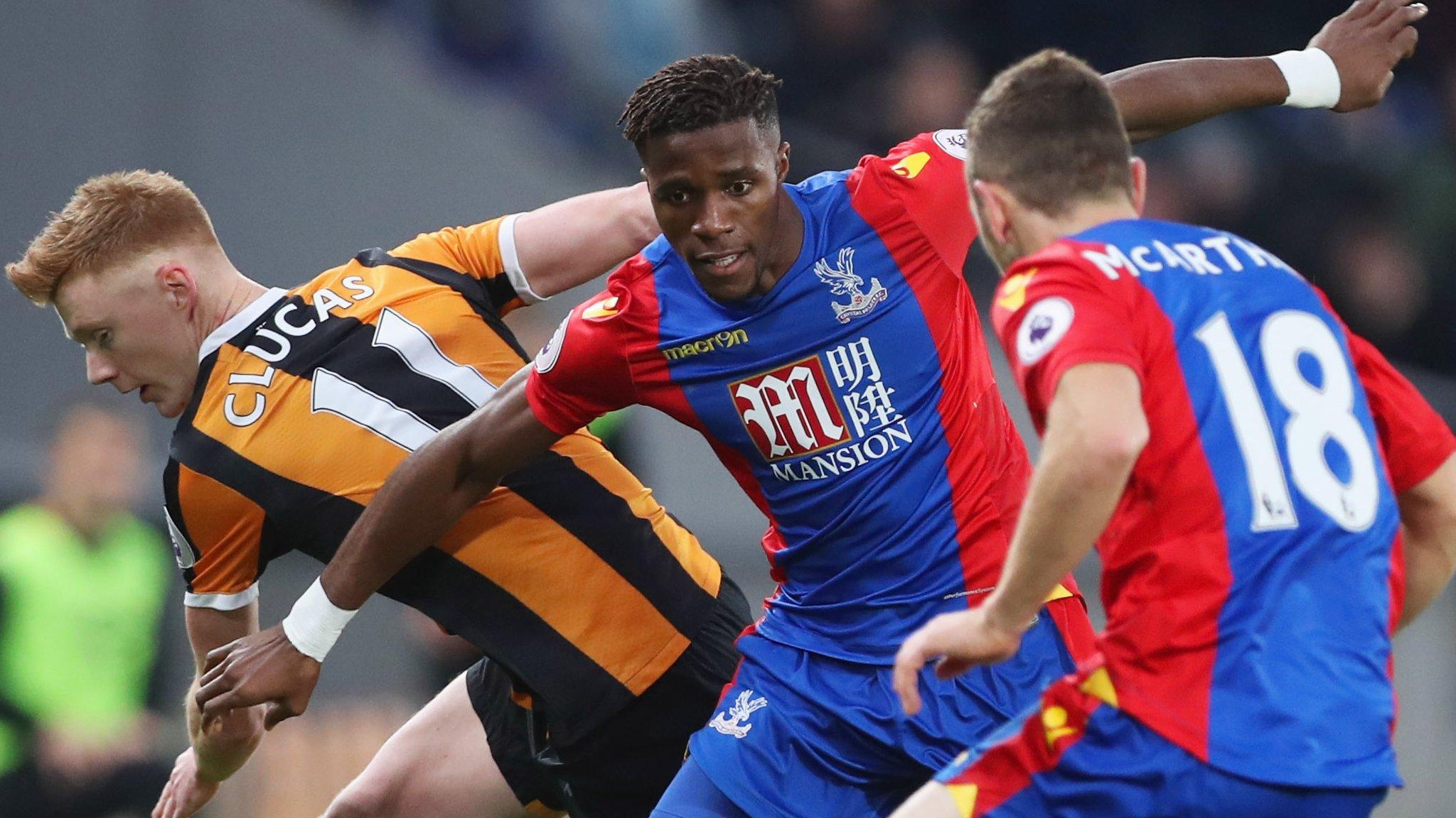 Wilfried Zaha playing for Crystal Palace against Hull City