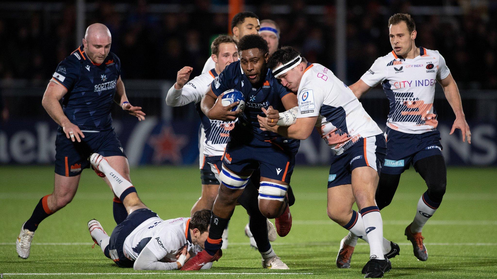 Bill Mata makes a charge against Saracens