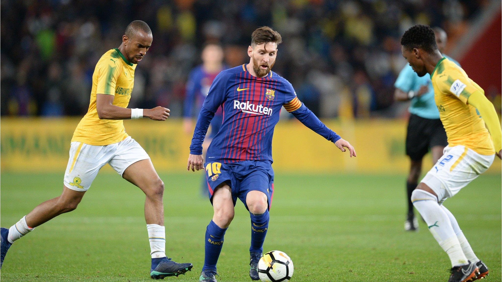 Lionel Messi in action against Mamelodi Sundowns