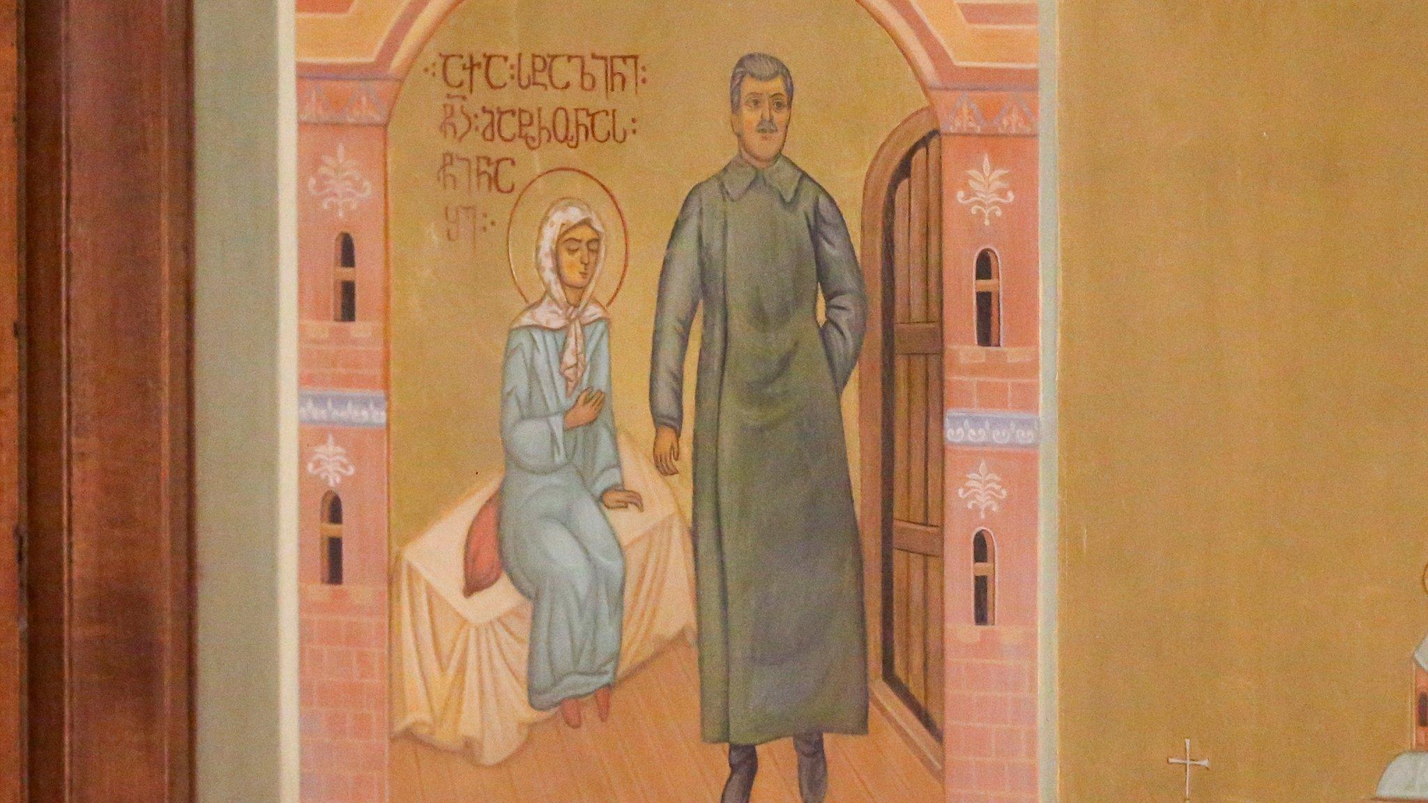 An icon of Stalin and St Matrona