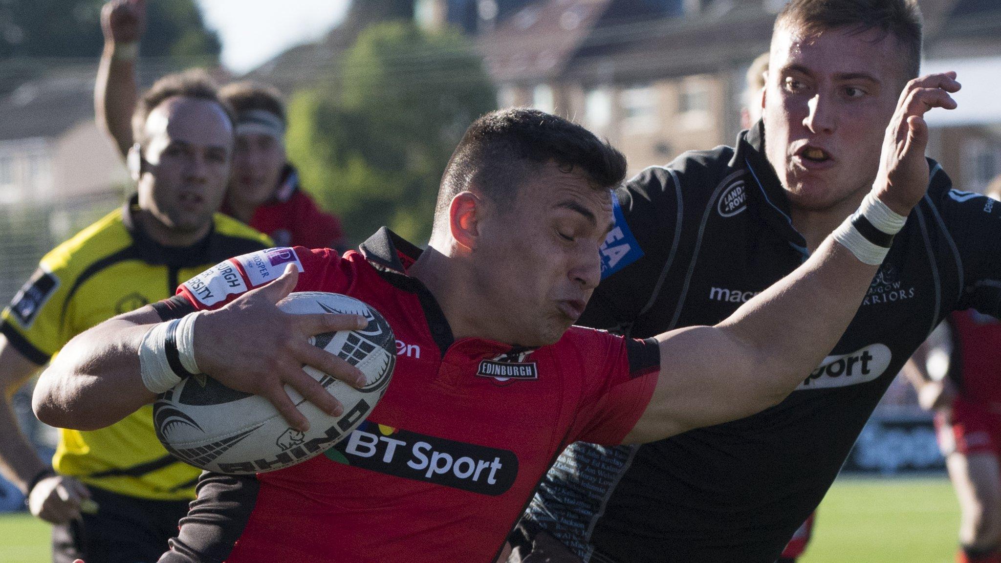 Damien Hoyland goes over for Edinburgh's try