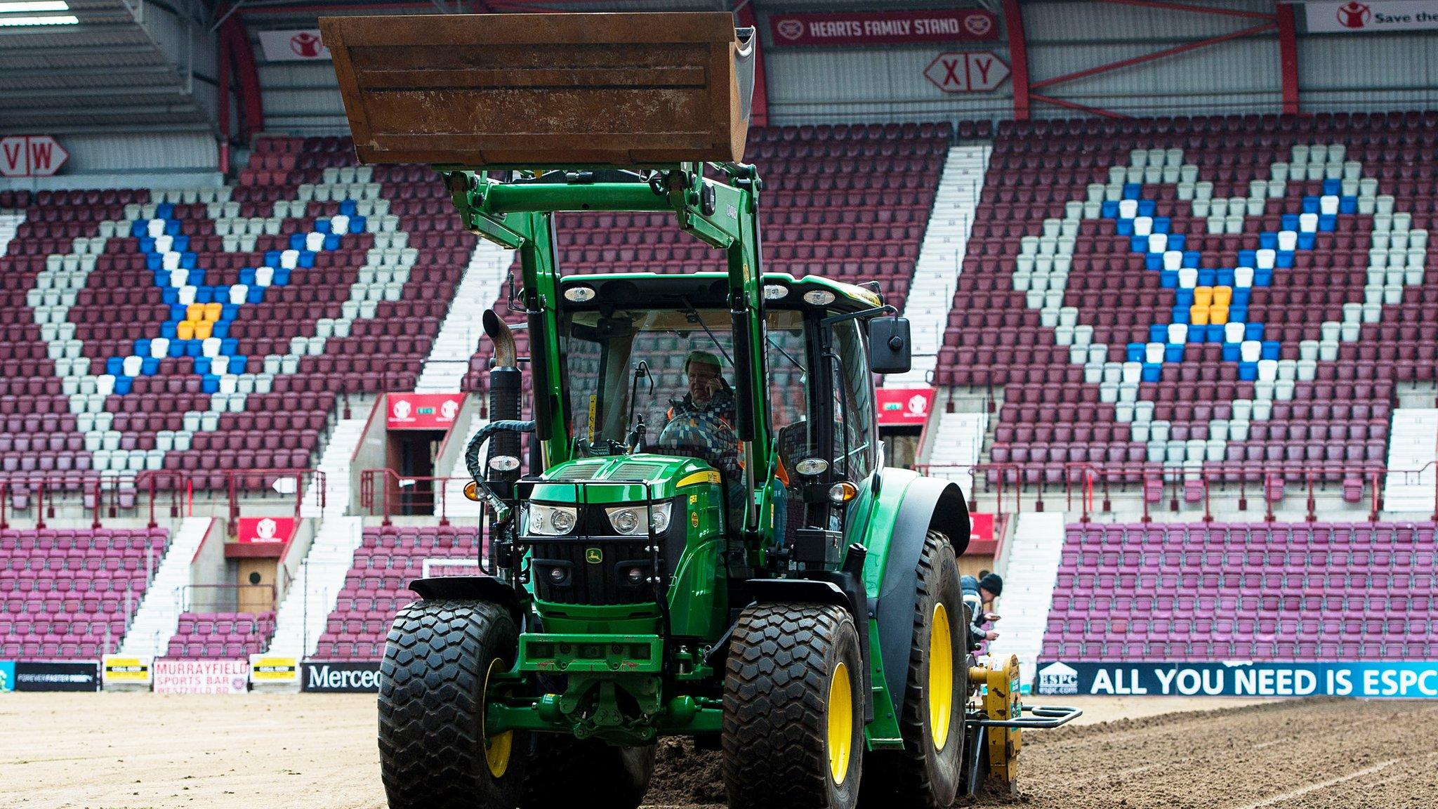 The Tynecastle surface being dug up