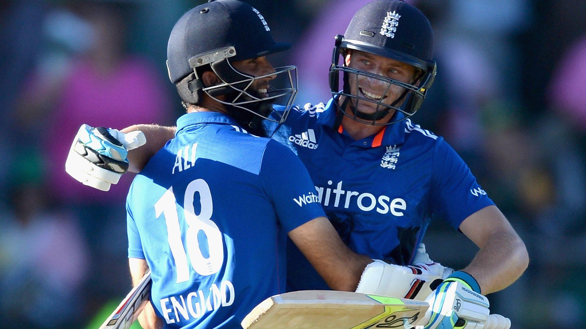 Moeen Ali and Jos Buttler celebrate England's win in Port Elizabeth